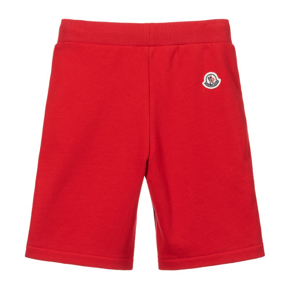 Moncler Enfant - Red Cotton Logo Shorts | Childrensalon
