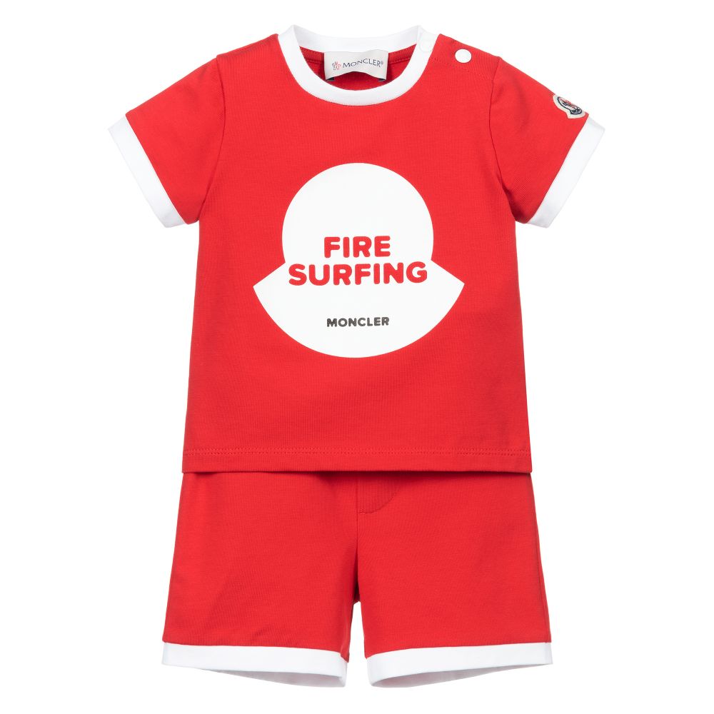Moncler Enfant - Red Cotton Shorts Set | Childrensalon