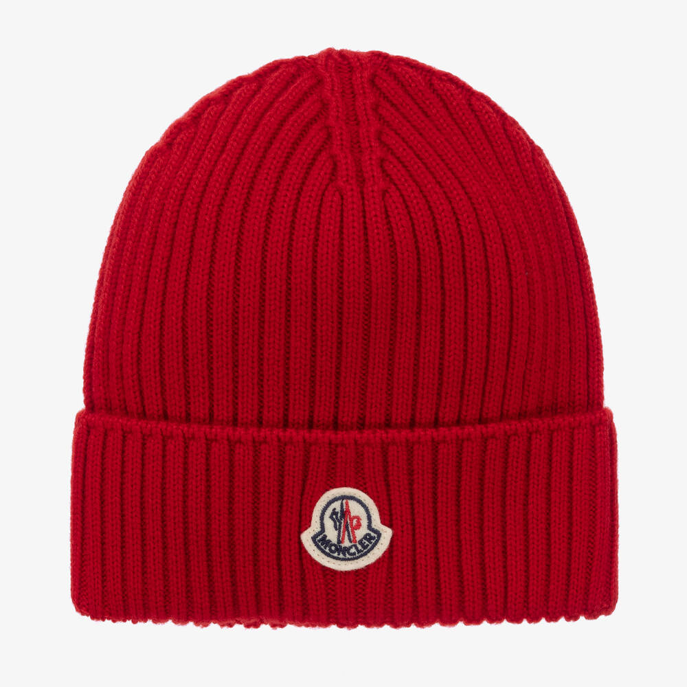 Moncler Enfant - Red Wool Knit Beanie Hat | Childrensalon