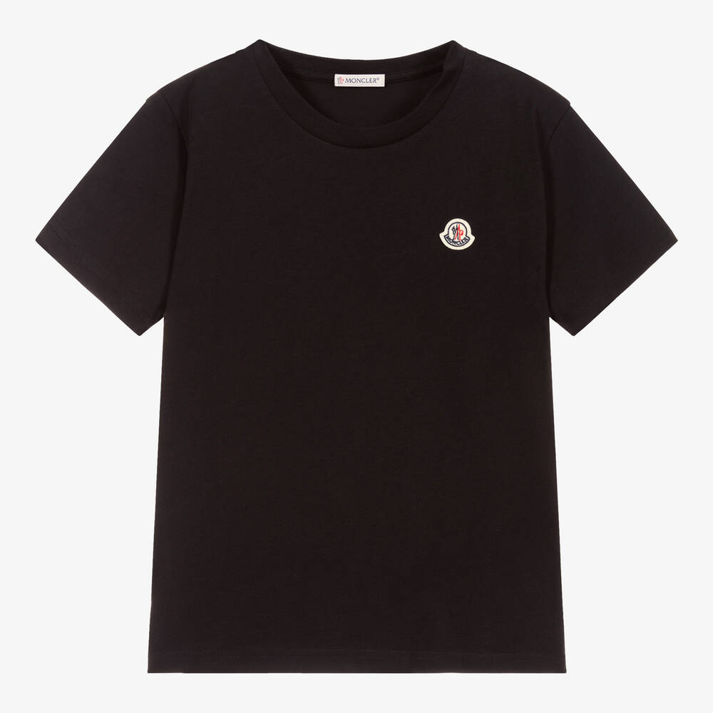 Moncler Enfant - Teen Black Cotton T-Shirt | Childrensalon