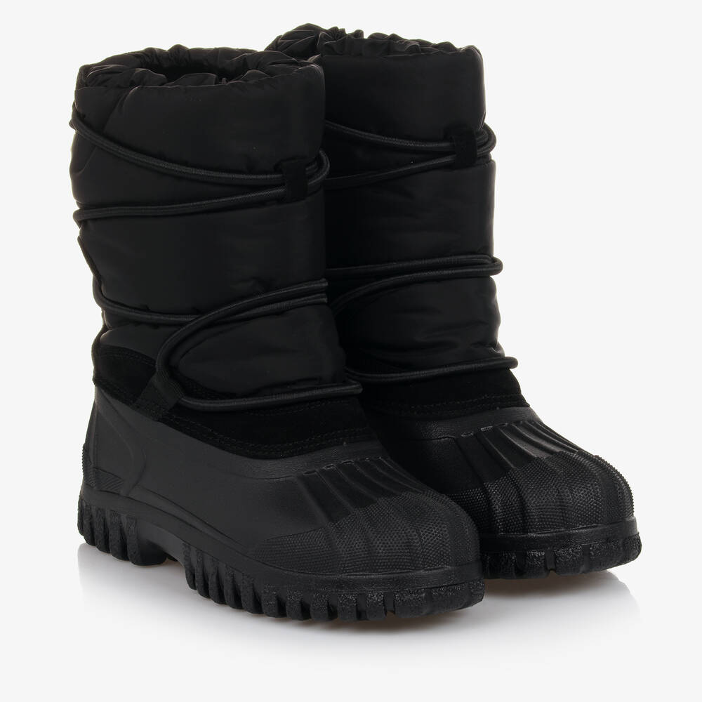Moncler Enfant - Teen Black Rubber & Suede Snow Boots | Childrensalon