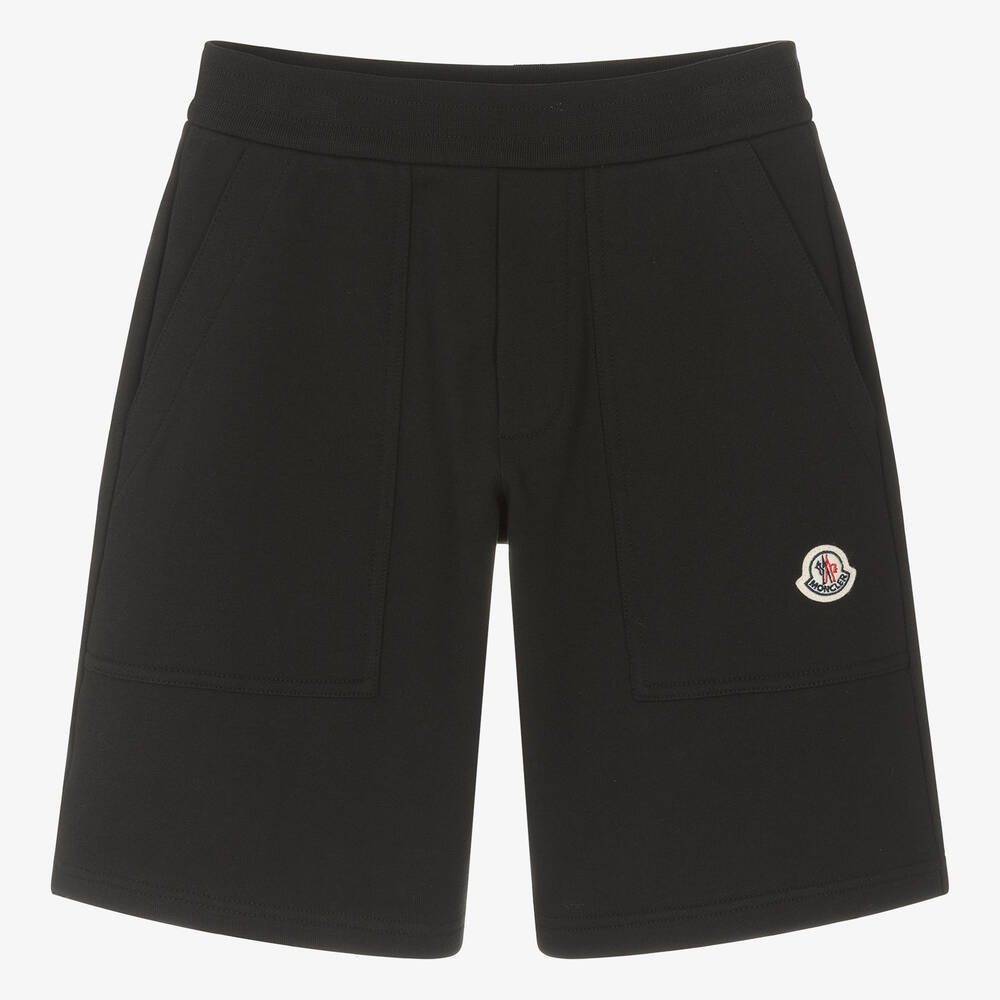 Moncler Enfant - Teen Boys Black Cotton Jersey Shorts | Childrensalon