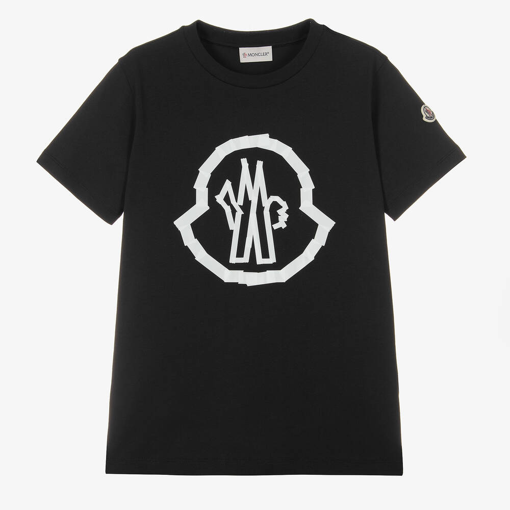Moncler Enfant - Teen Boys Black Cotton T-Shirt | Childrensalon