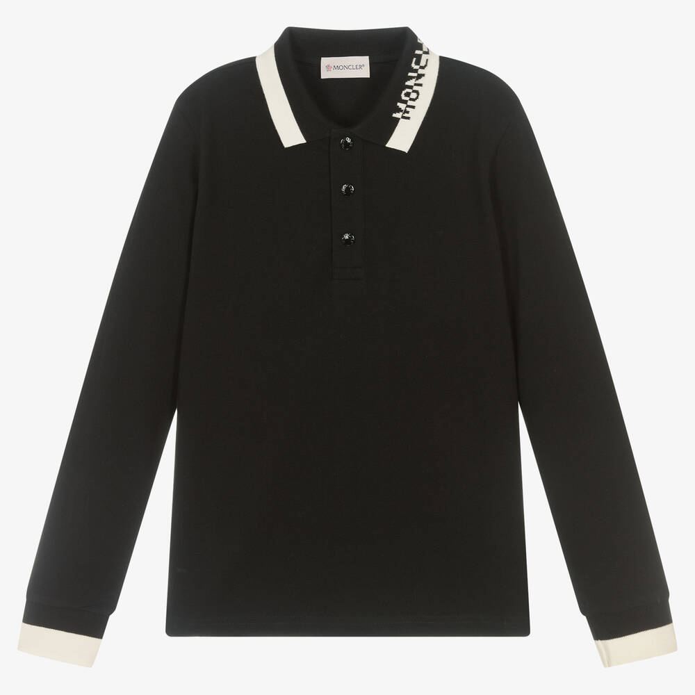 Moncler Enfant - Черная рубашка поло для мальчиков-подростков | Childrensalon