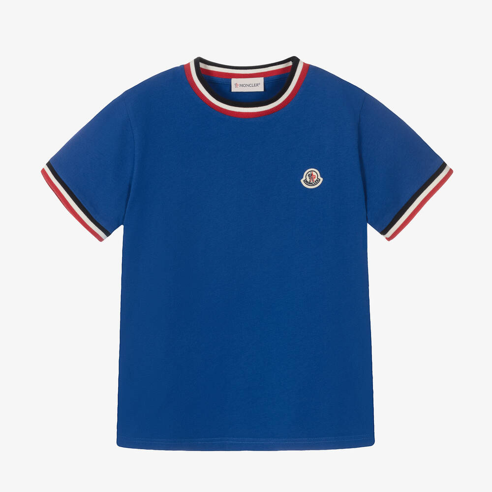 Moncler Enfant - Teen Boys Blue Logo T-Shirt | Childrensalon