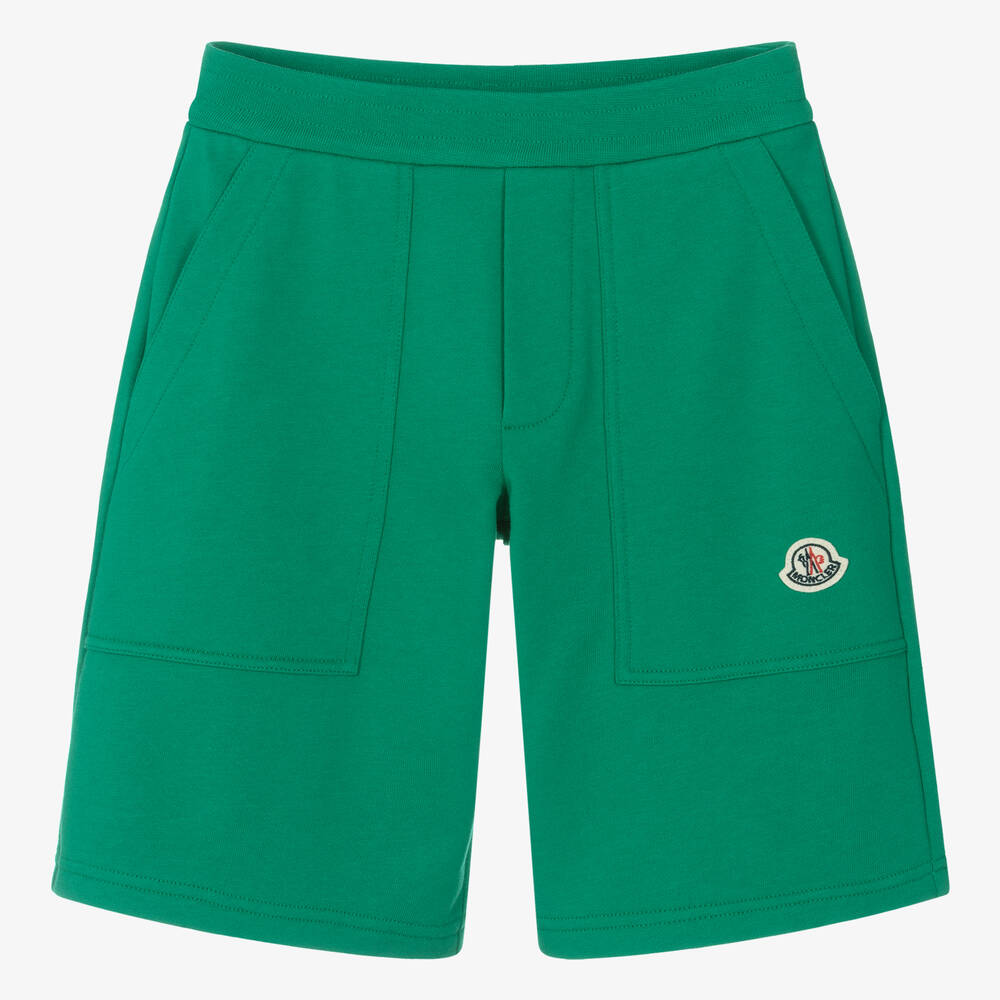 Moncler Enfant - Teen Boys Green Cotton Jersey Shorts | Childrensalon