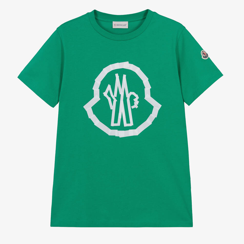 Moncler Enfant - Teen Boys Green Cotton T-Shirt | Childrensalon