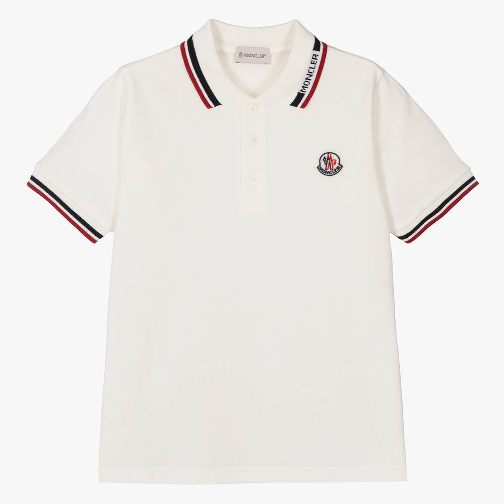 Moncler Enfant - Teen Boys Ivory Cotton Piqué Polo Shirt | Childrensalon