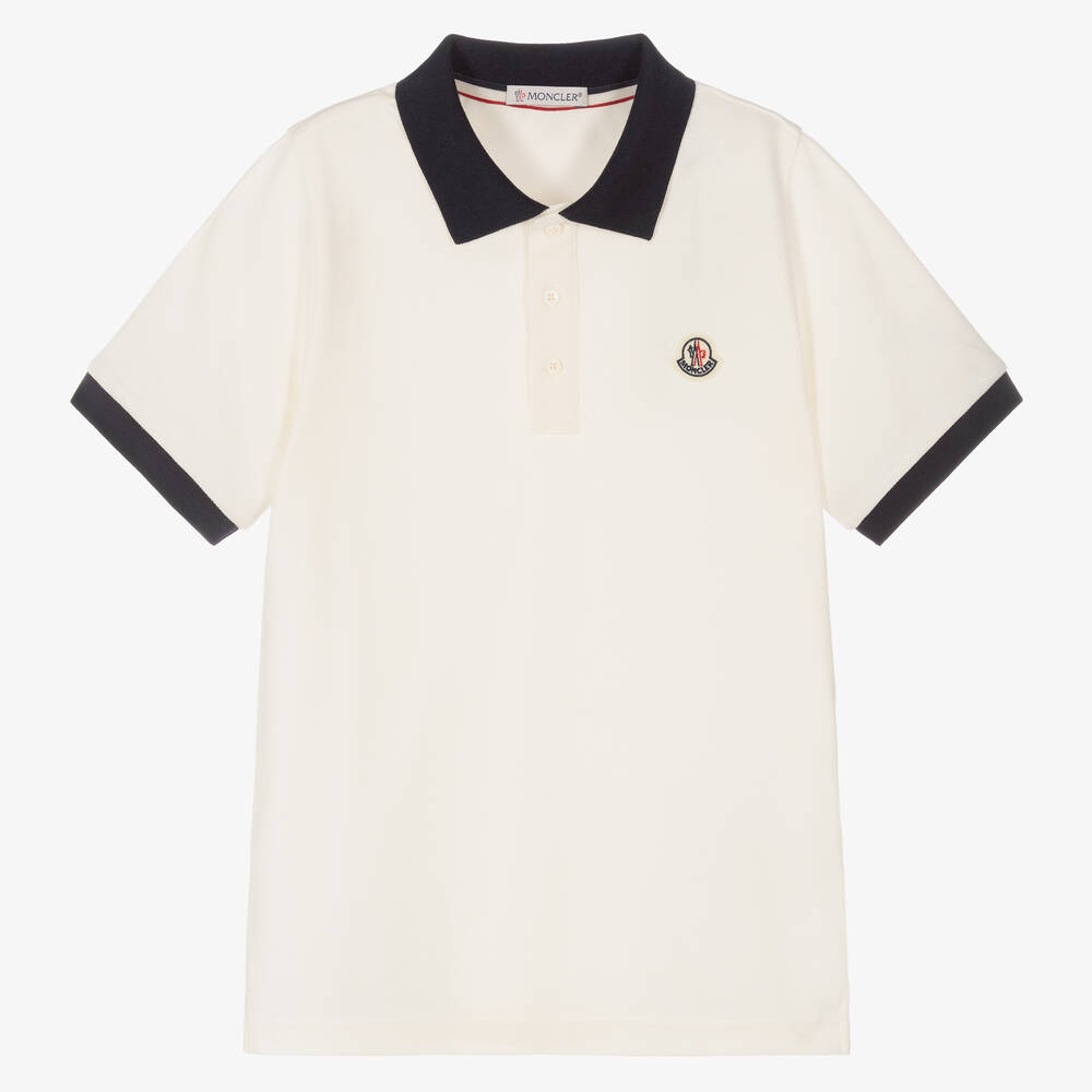 Moncler Enfant - Teen Boys Ivory Cotton Polo Shirt | Childrensalon