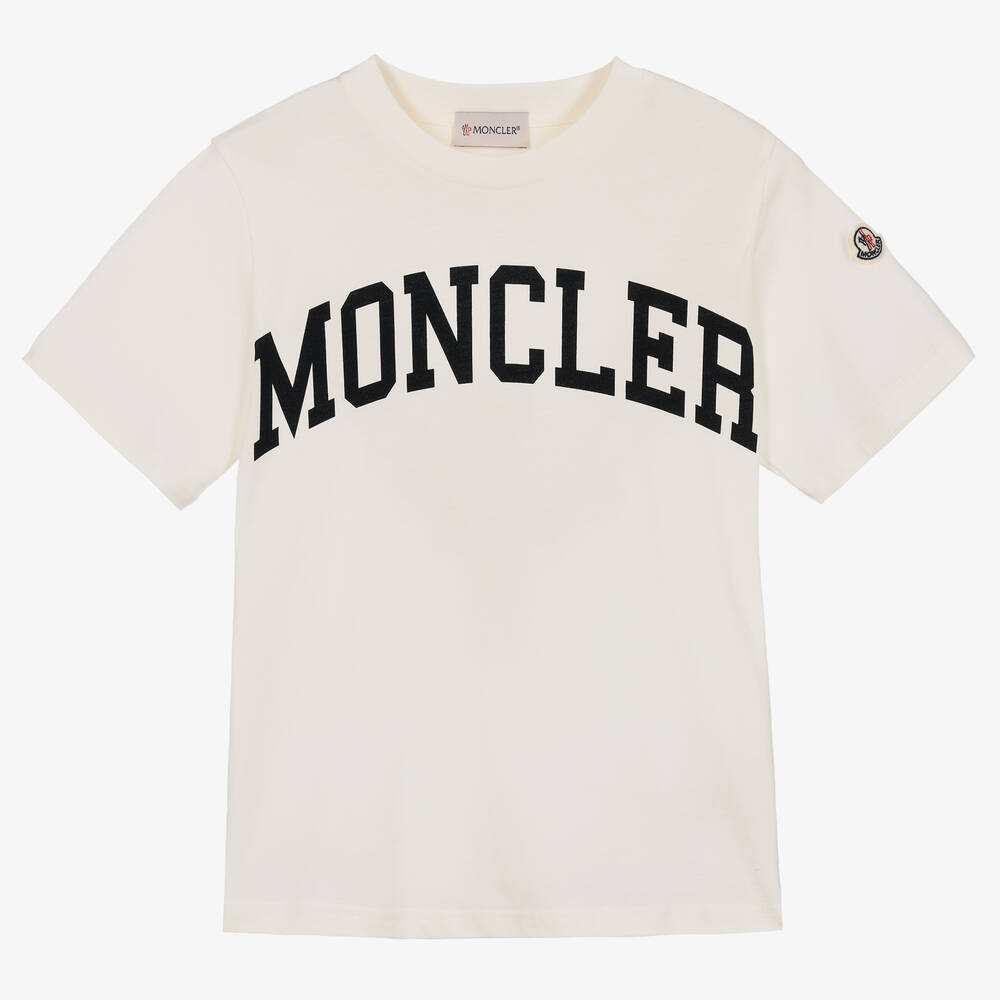 Moncler Enfant - Teen Boys Ivory Varsity T-Shirt | Childrensalon