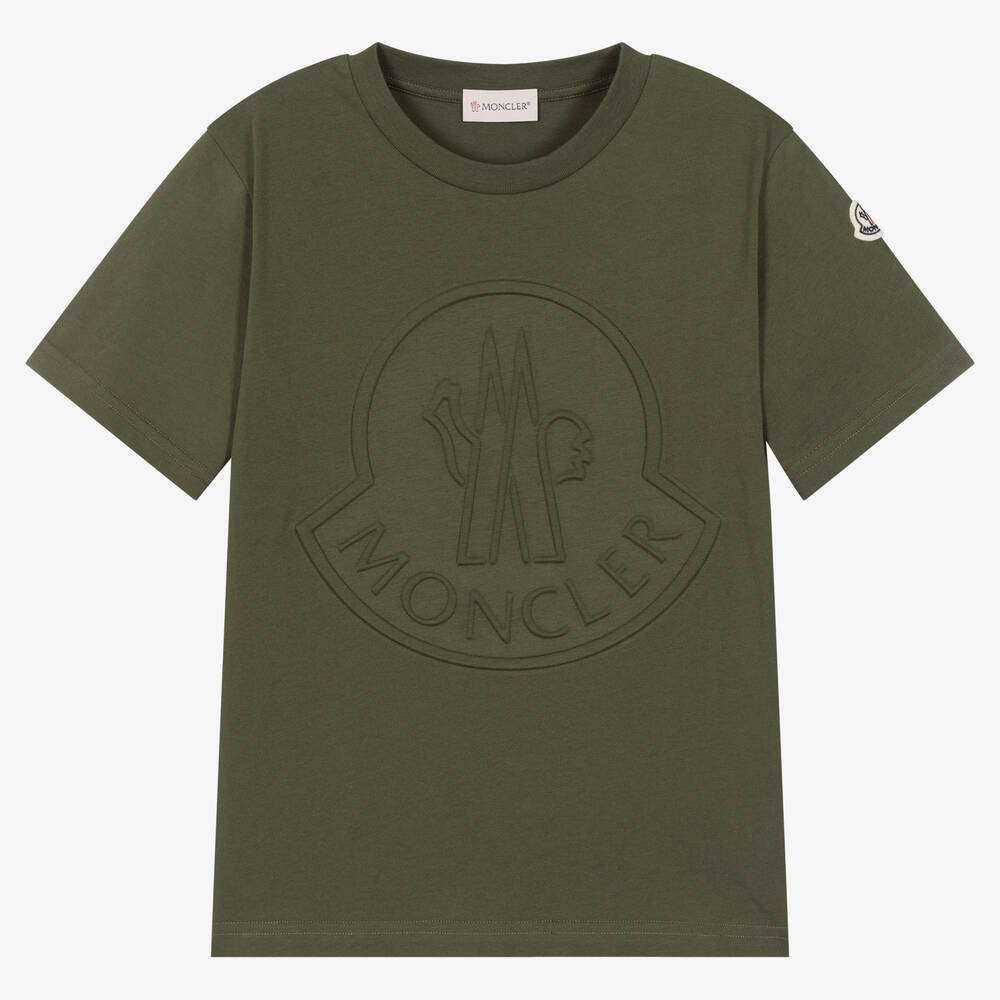 Moncler Enfant - Хлопковая футболка цвета хаки | Childrensalon