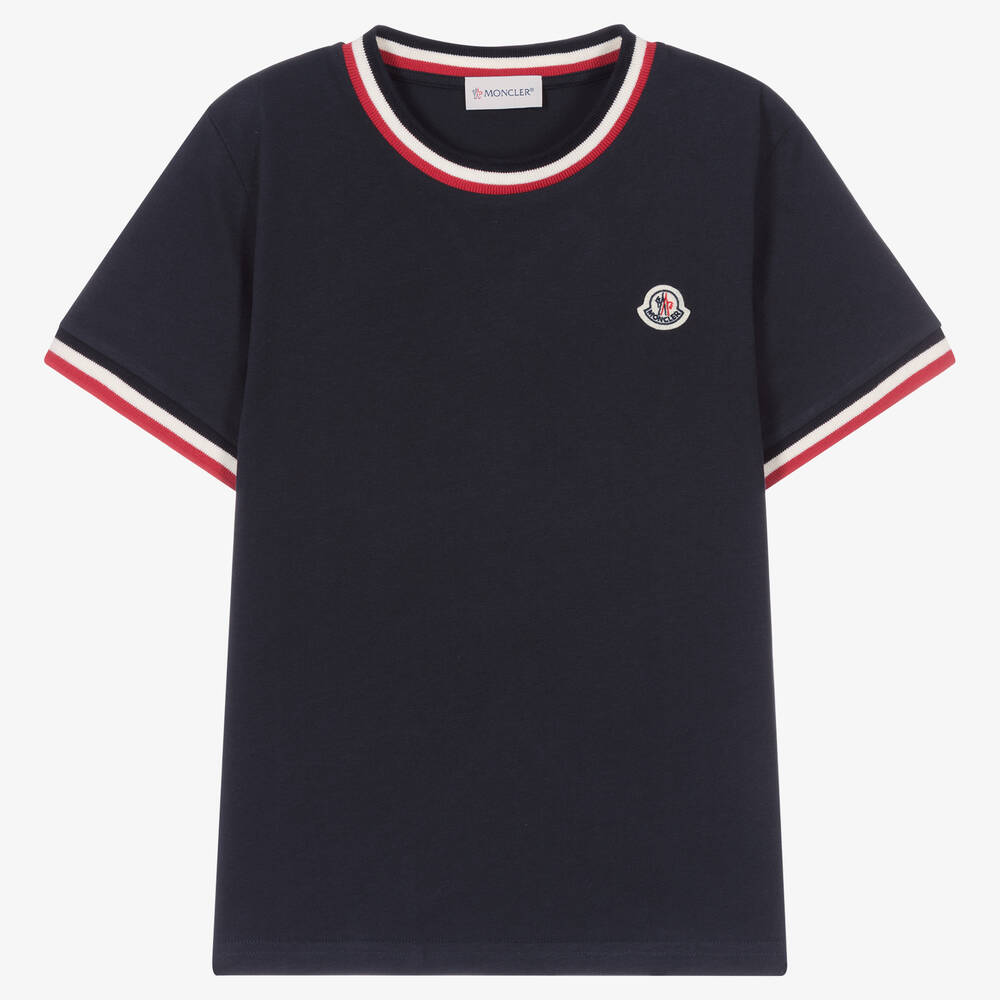 Moncler Enfant - Teen Boys Navy Blue Cotton T-Shirt | Childrensalon