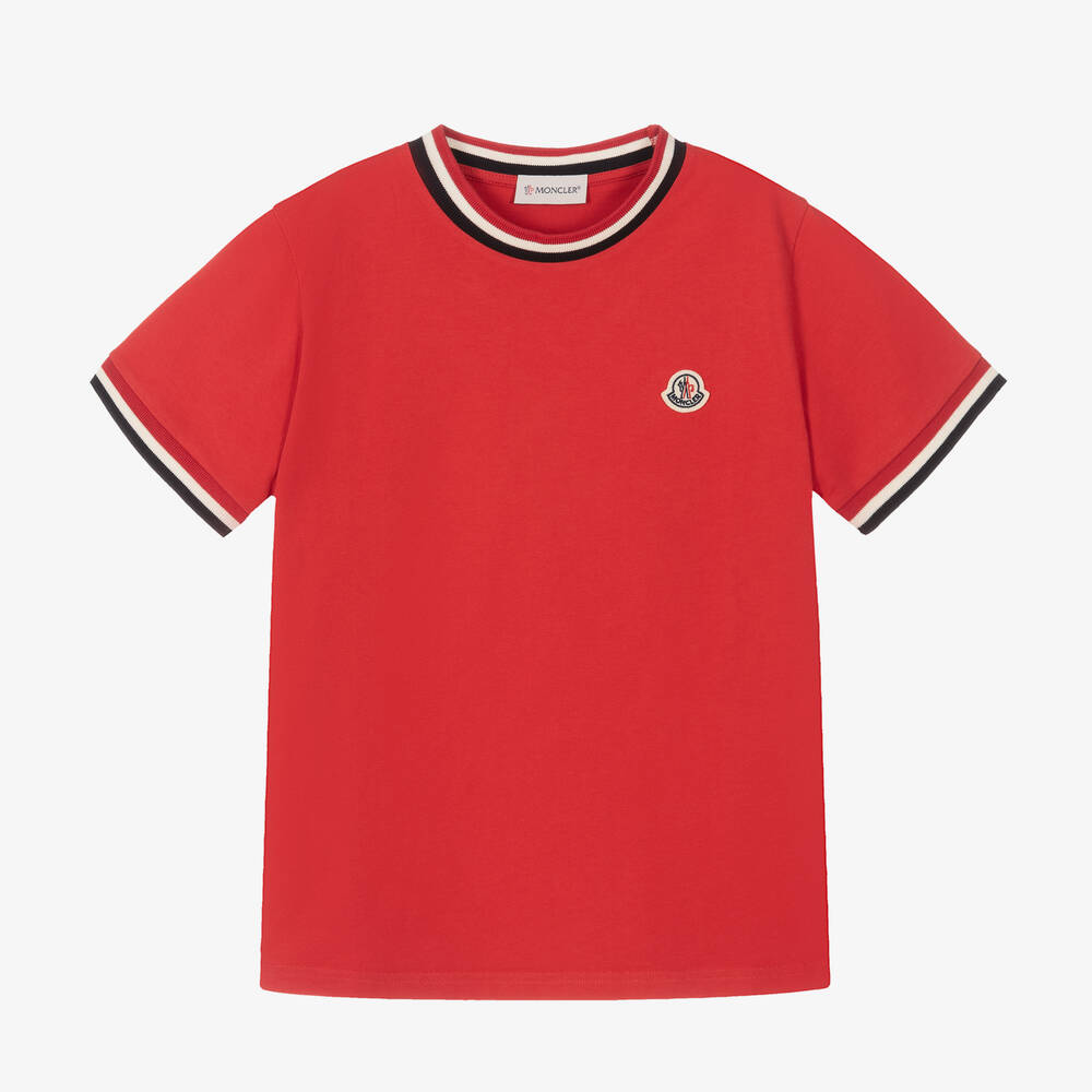 Moncler Enfant - Teen Boys Red Cotton T-Shirt | Childrensalon
