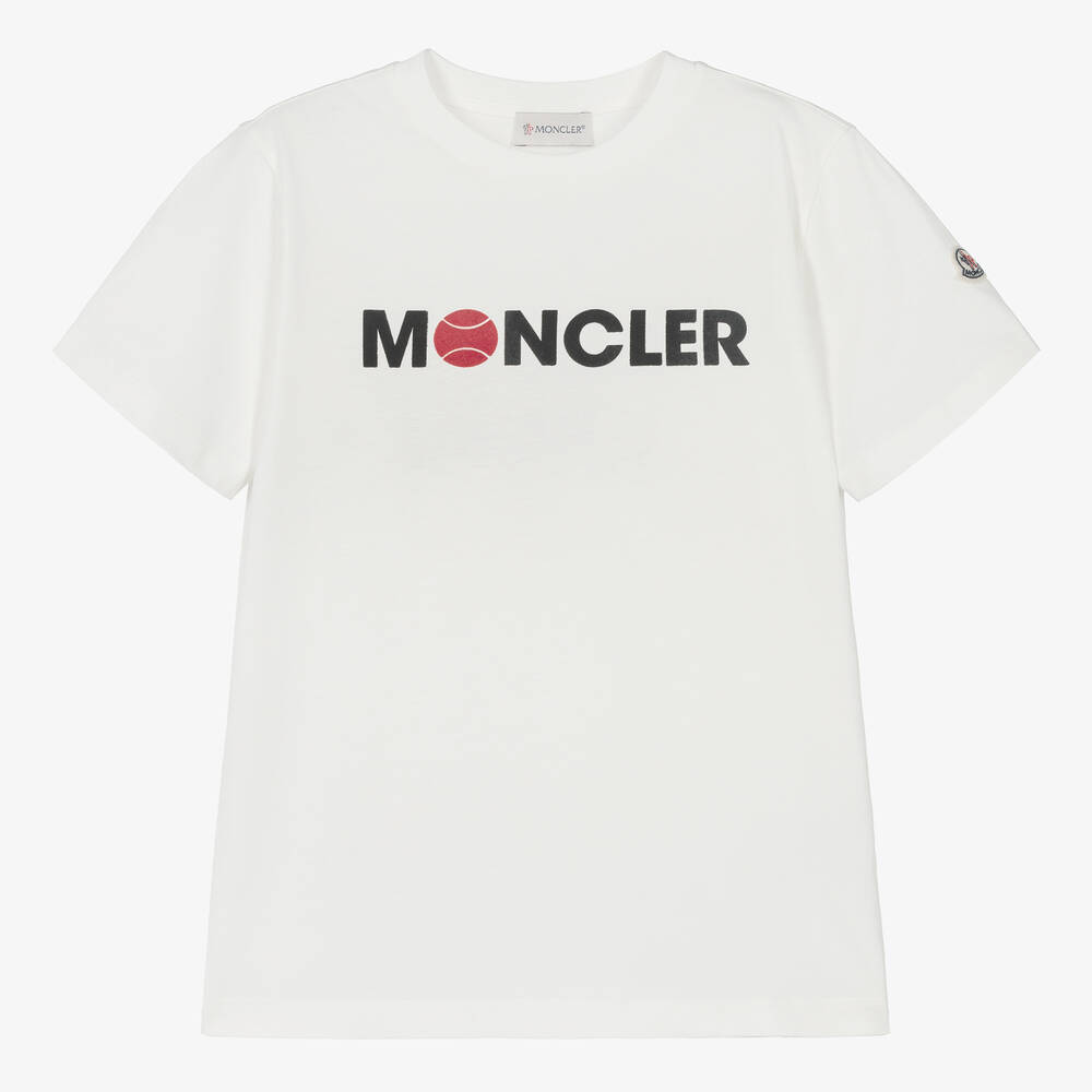 Moncler Enfant - تيشيرت قطن عضوي لون أبيض للمراهقين | Childrensalon