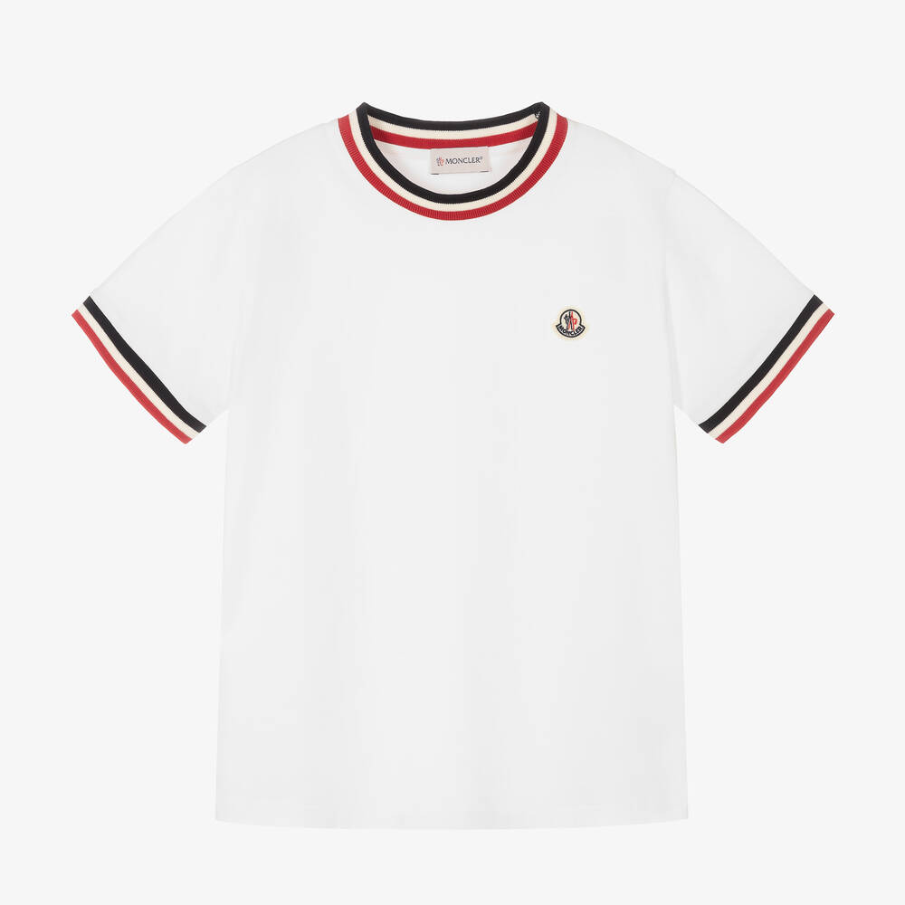 Moncler Enfant - Teen Boys White Cotton T-Shirt | Childrensalon