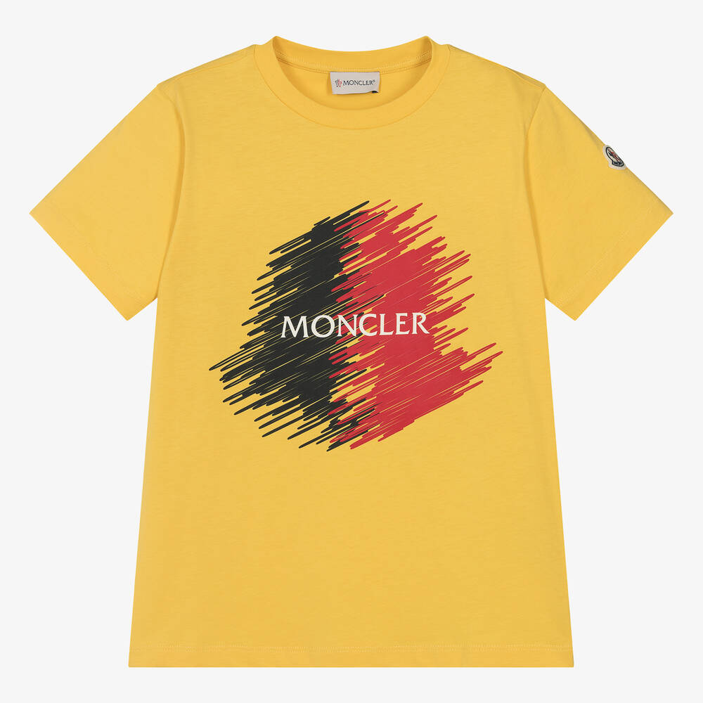 Moncler Enfant - Teen Boys Yellow Cotton T-Shirt | Childrensalon
