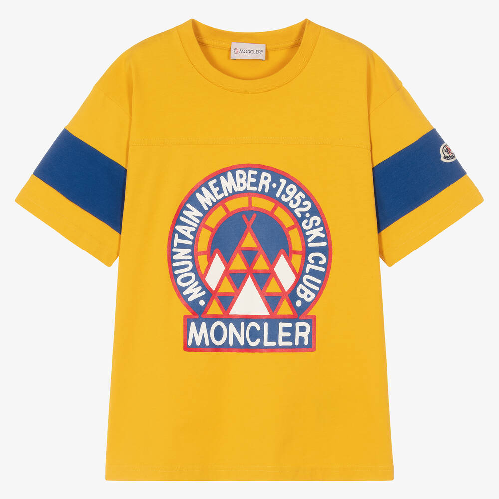 Moncler Enfant - تيشيرت تينز ولادي قطن جيرسي لون أصفر | Childrensalon