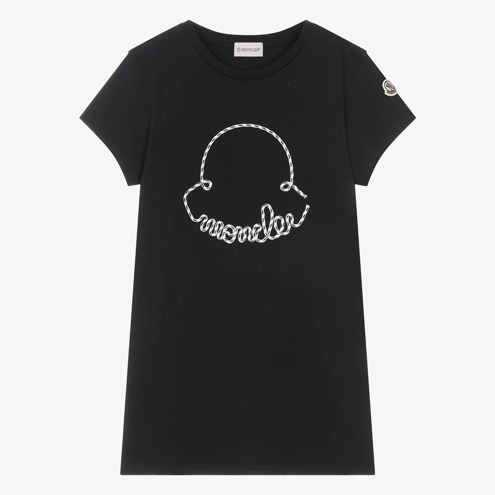 Moncler Enfant - Teen Girls Black Cotton T-Shirt Dress | Childrensalon