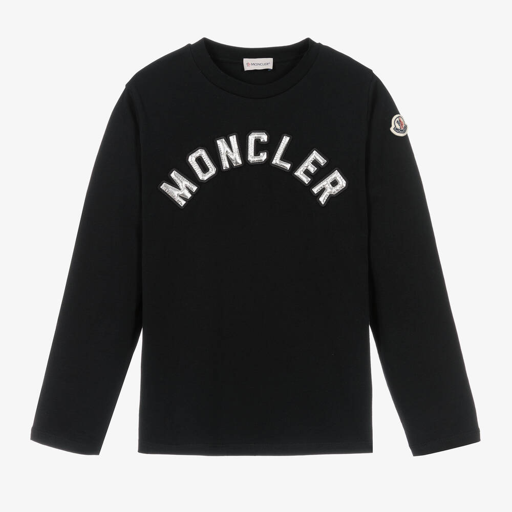 Moncler Enfant - Черный хлопковый топ для девочек-подростков | Childrensalon