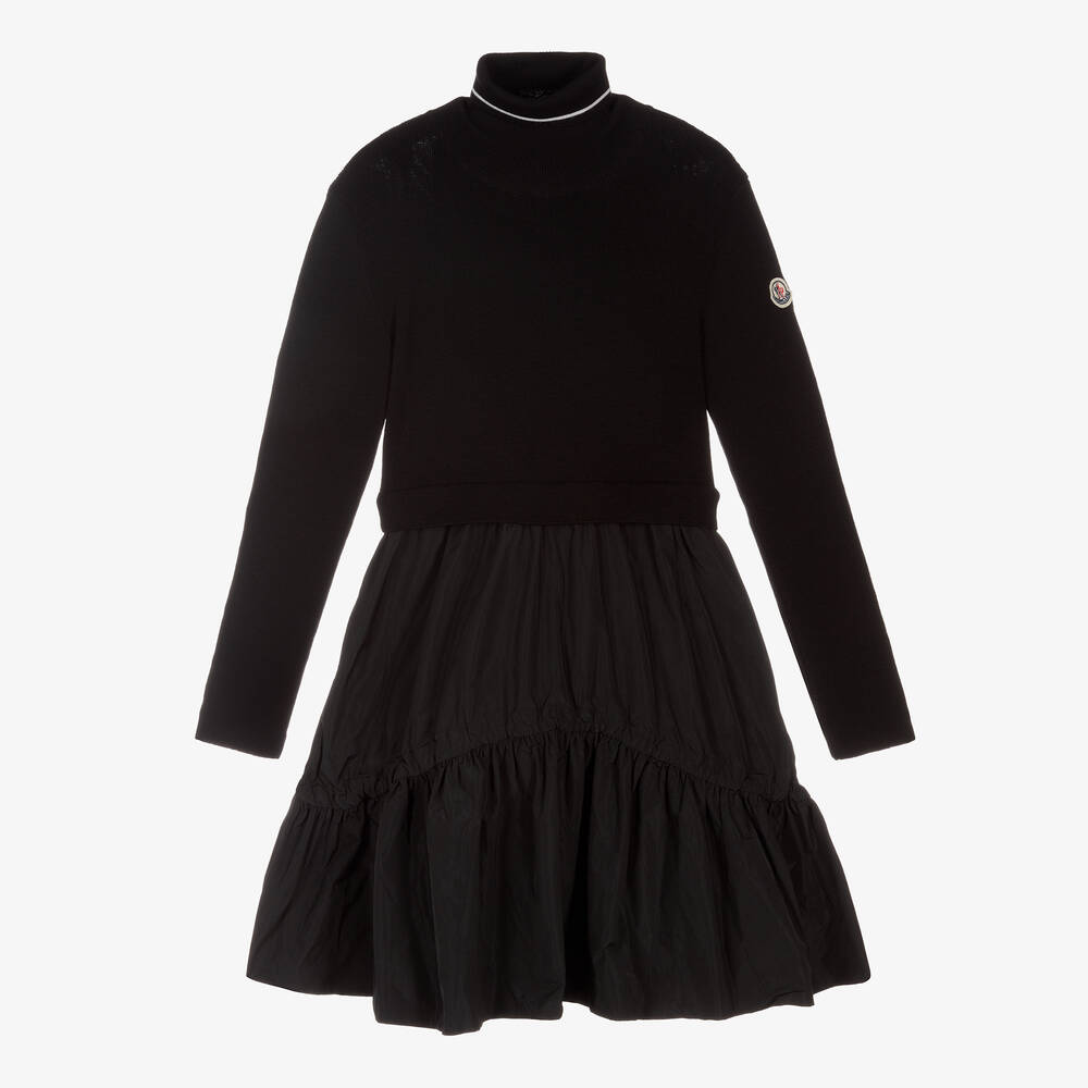 Moncler Enfant - Черное шерстяное платье для девочек-подростков | Childrensalon