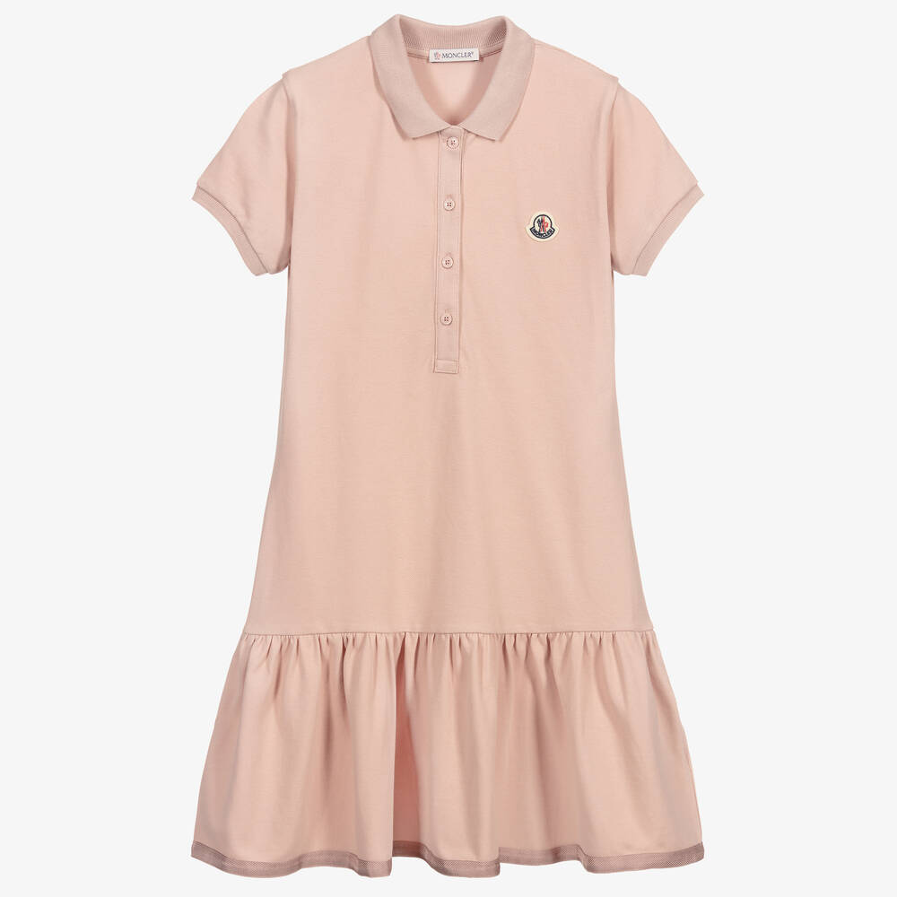 Moncler Enfant - Teen Girls Blush Pink Cotton Polo Dress | Childrensalon