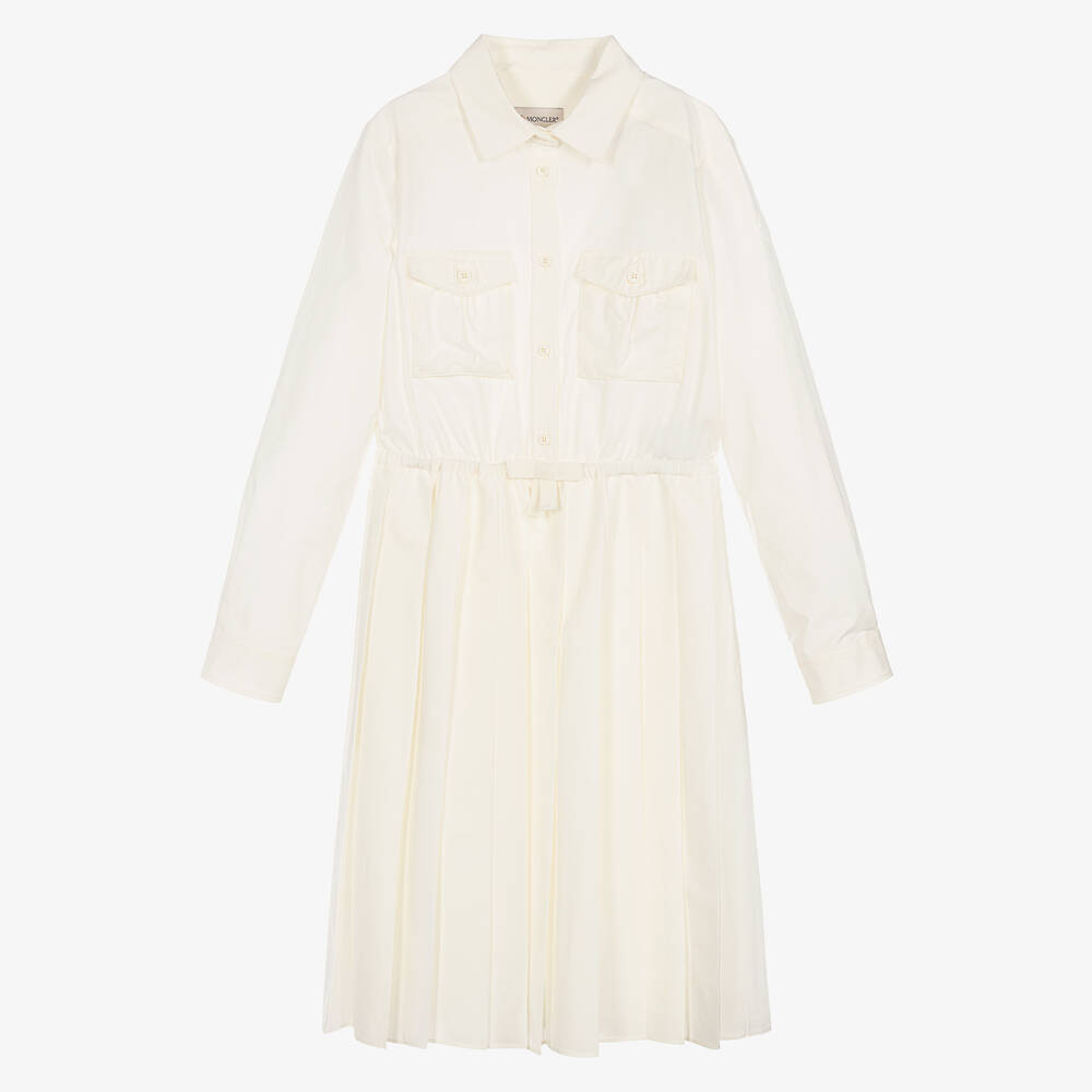 Moncler Enfant - Teen Girls Ivory Cotton Dress | Childrensalon