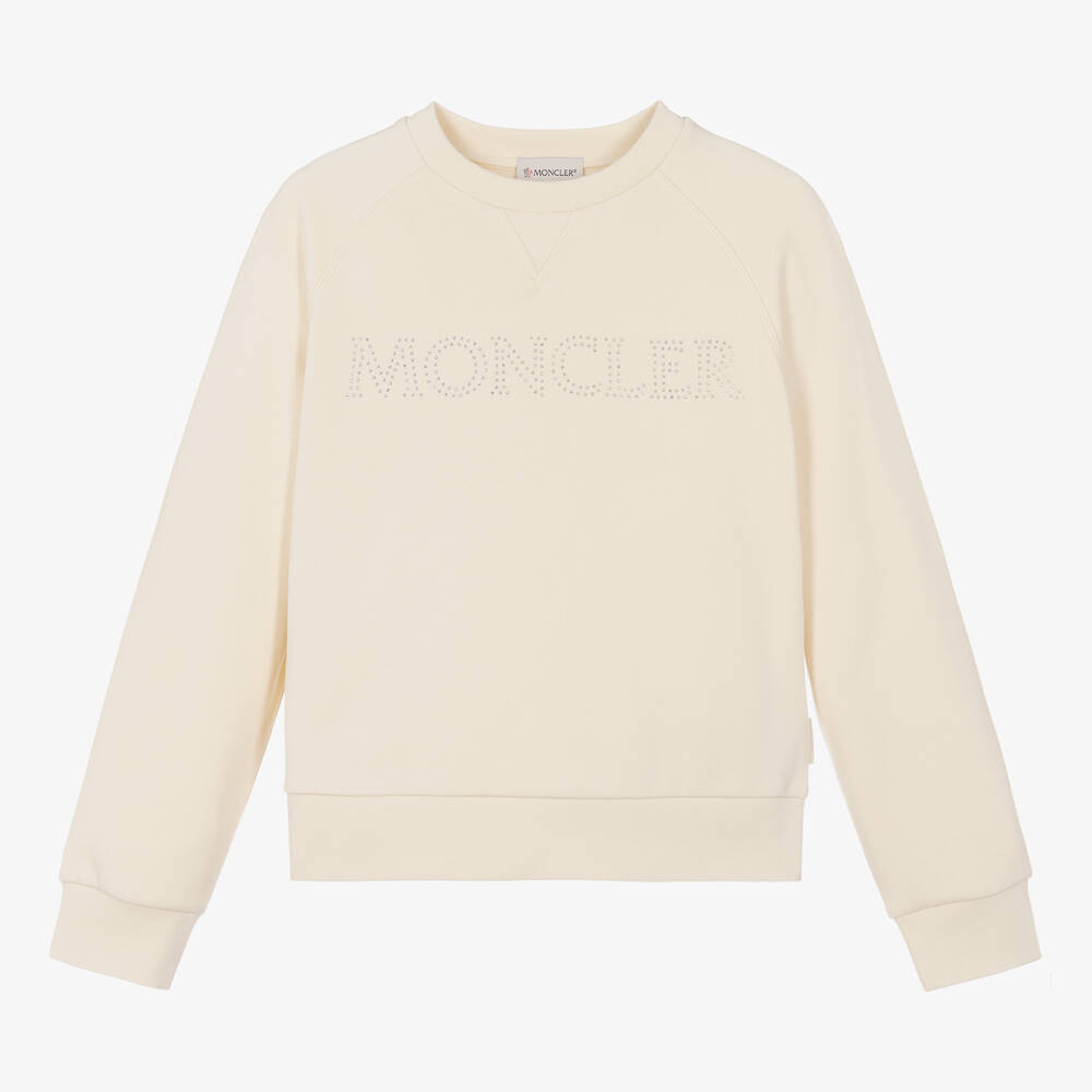 Moncler Enfant - Teen Girls Ivory Cotton Sweatshirt | Childrensalon