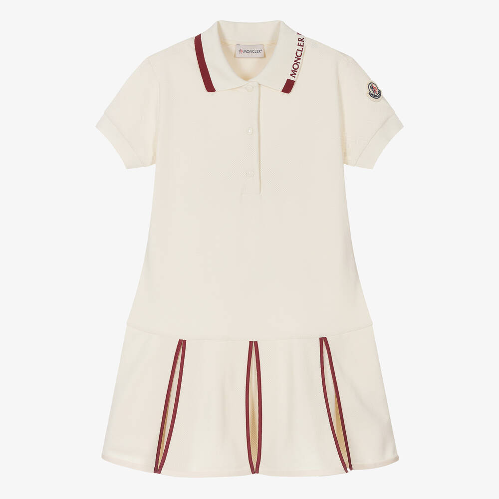 Moncler Enfant - Teen Girls Ivory Piqué Polo Dress | Childrensalon