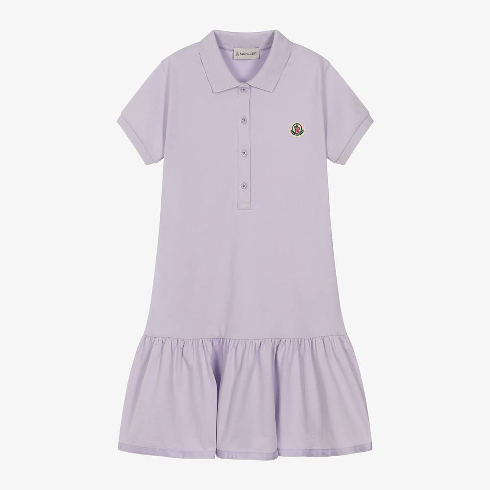 Moncler Enfant - Teen Girls Lilac Purple Cotton Polo Dress | Childrensalon