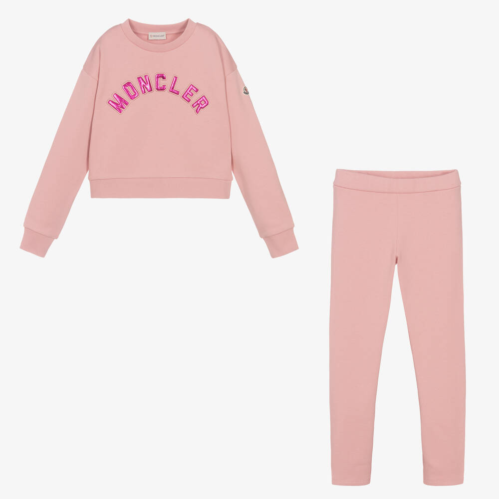 Moncler Enfant - Teen Girls Pink Cotton Leggings Set | Childrensalon