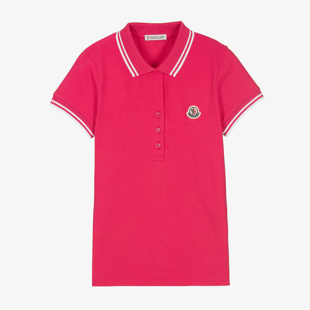 Moncler Enfant - Розовая рубашка поло из хлопка пике | Childrensalon