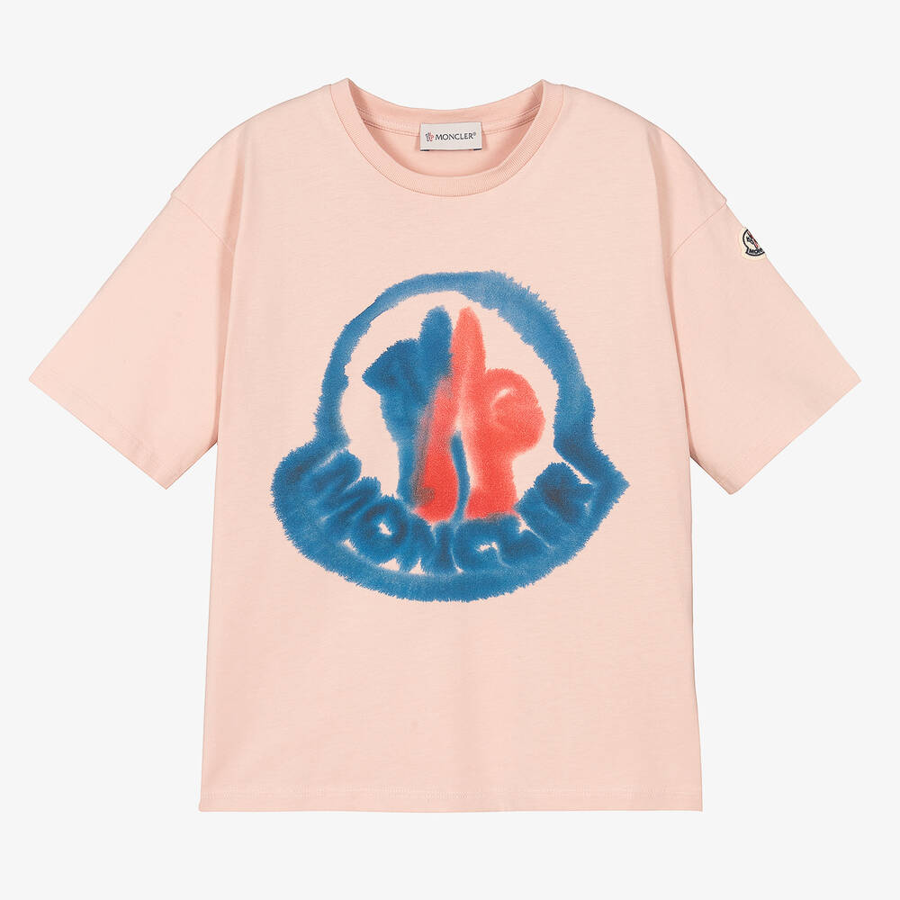 Moncler Enfant - Teen Girls Pink Cotton T-Shirt | Childrensalon