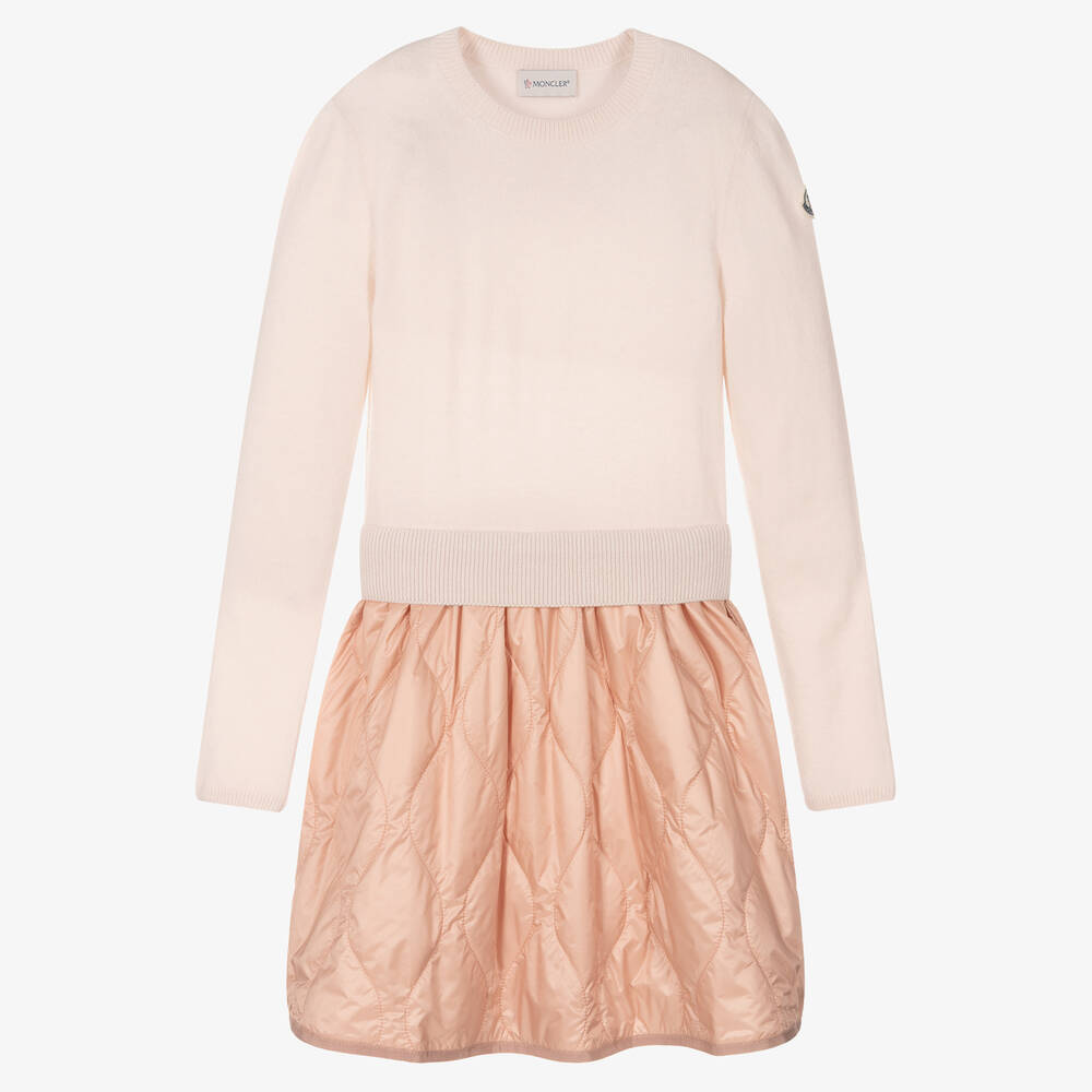Moncler Enfant - Teen Girls Pink Wool Dress | Childrensalon