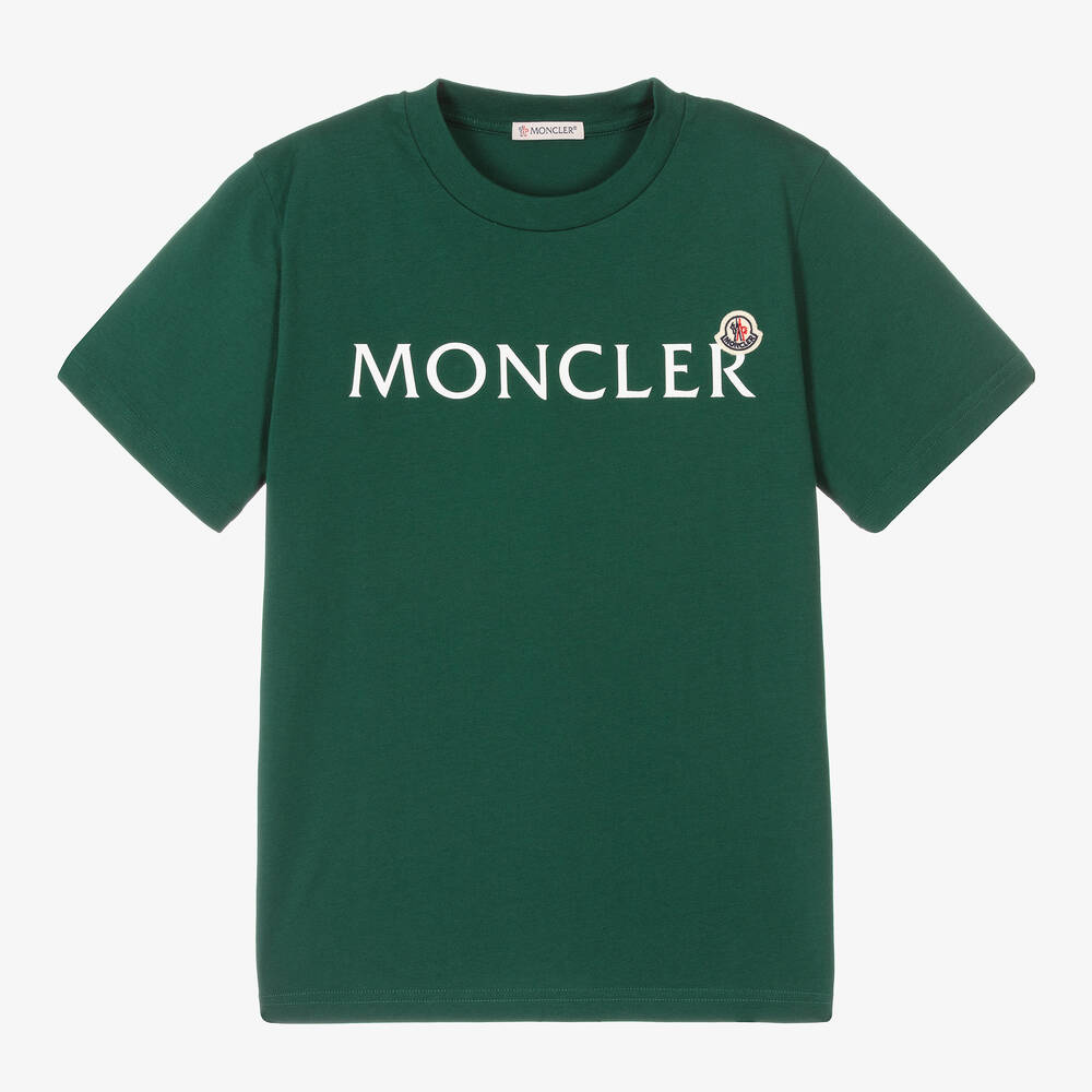 Moncler Enfant - Teen Green Cotton Logo T-Shirt | Childrensalon