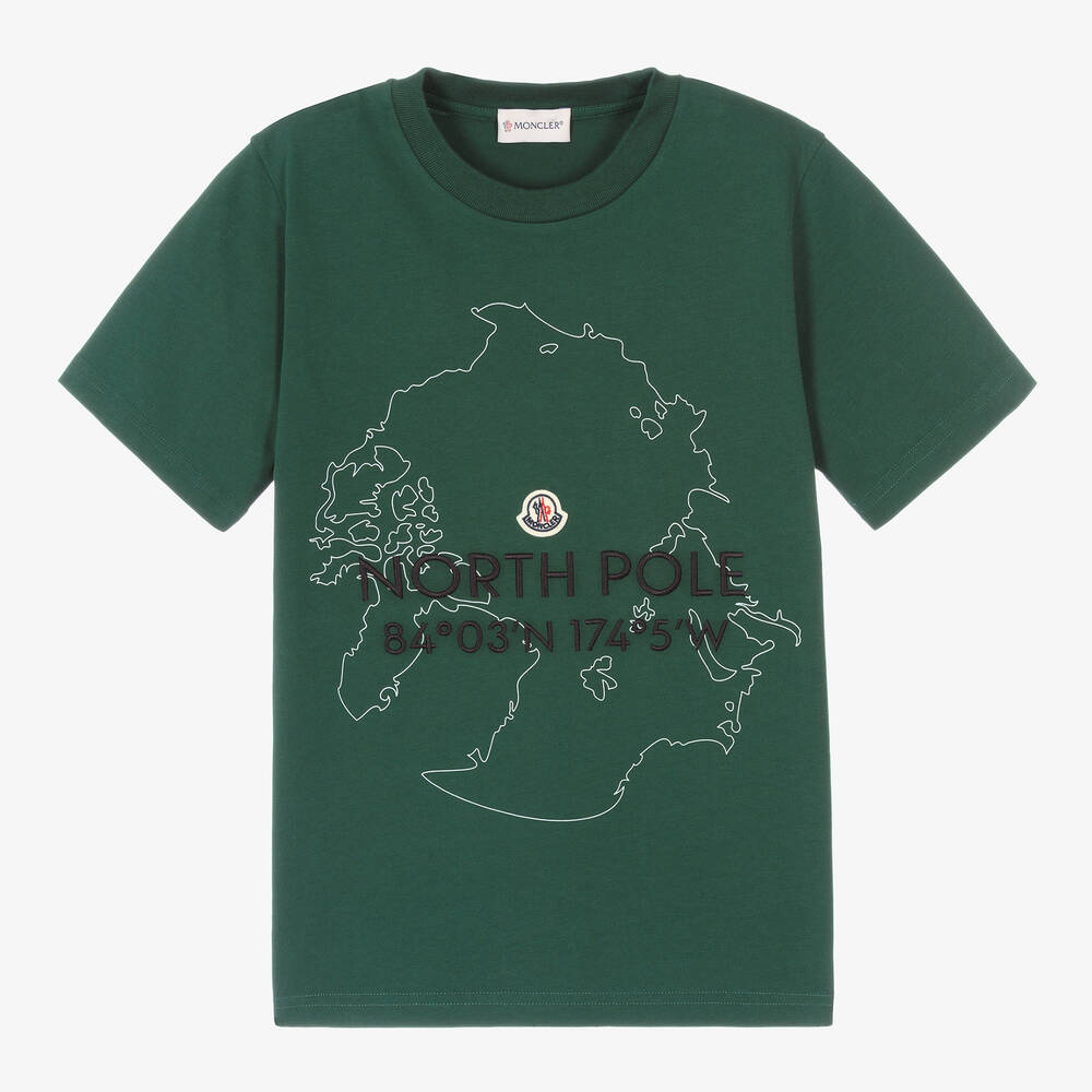 Moncler Enfant - Teen Green Map Logo T-Shirt | Childrensalon