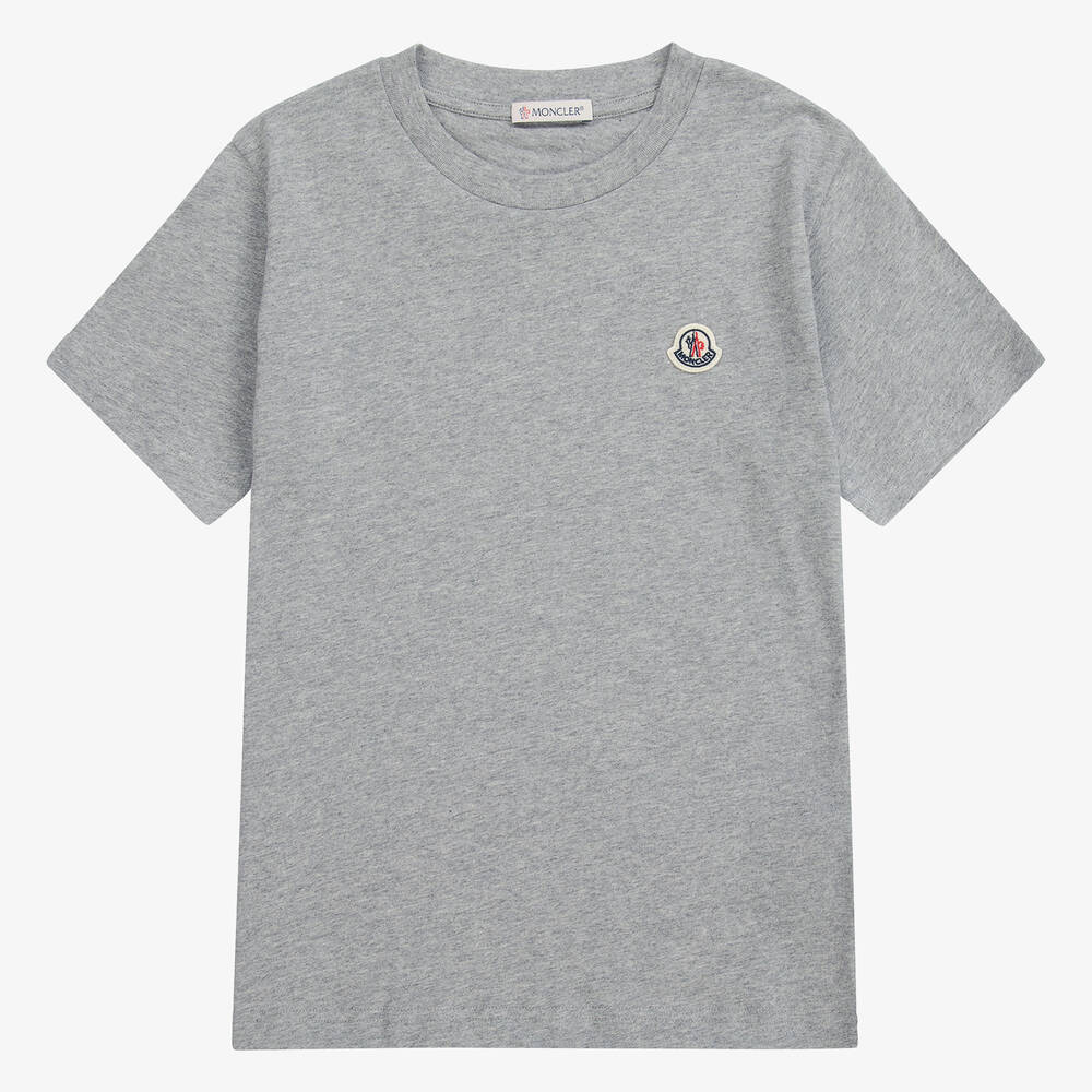Moncler Enfant - Серая футболка из меланжевого хлопка | Childrensalon