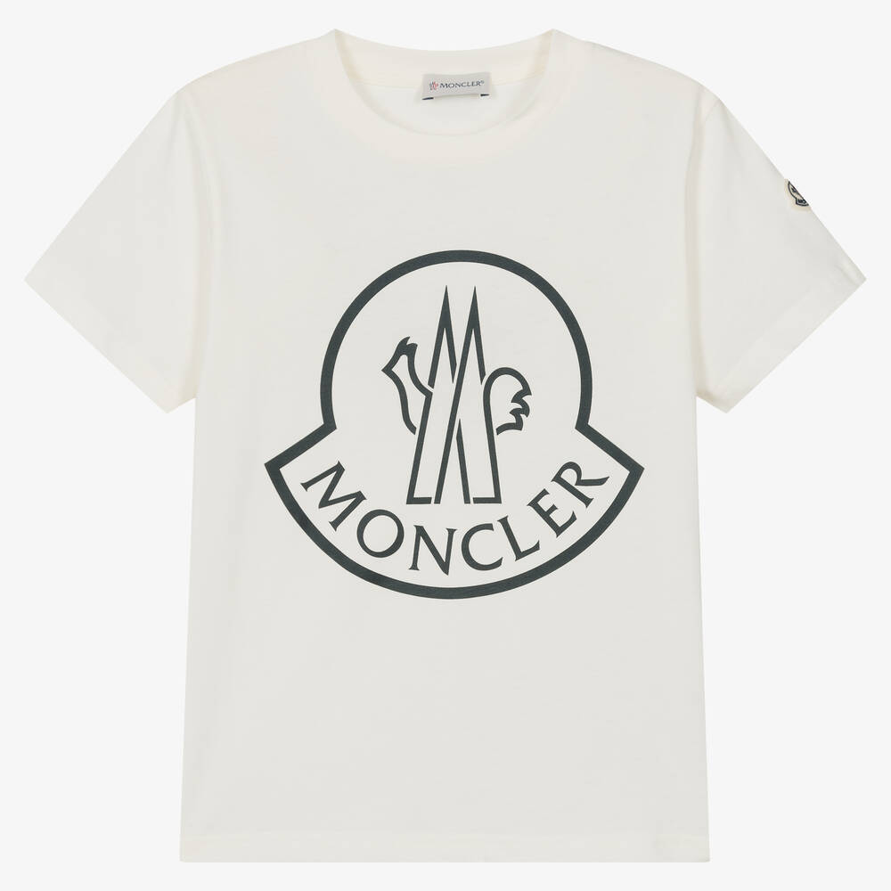 Moncler Enfant - T-shirt ivoire en coton à motif ado | Childrensalon