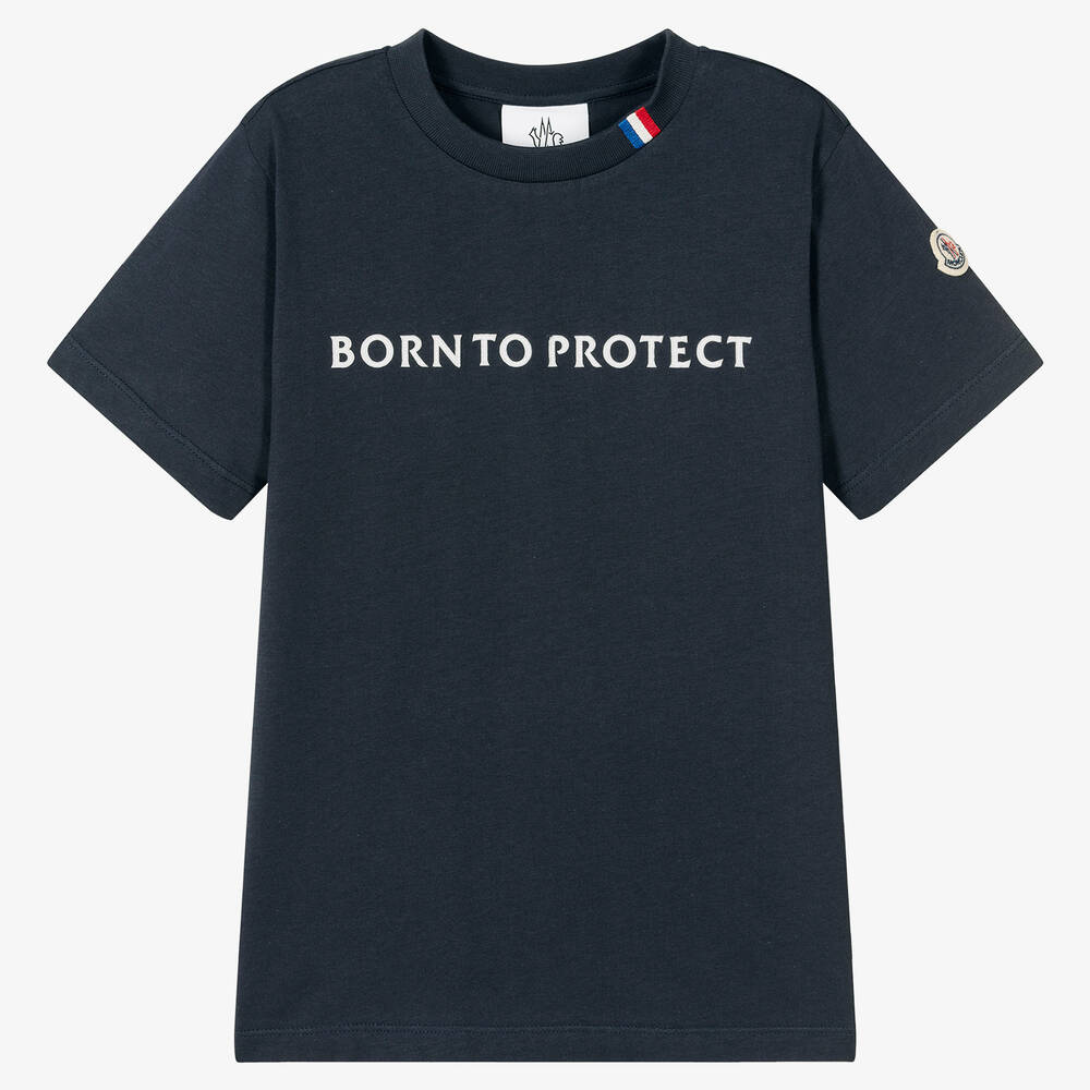 Moncler Enfant - T-shirt bleu marine Born To Protect | Childrensalon