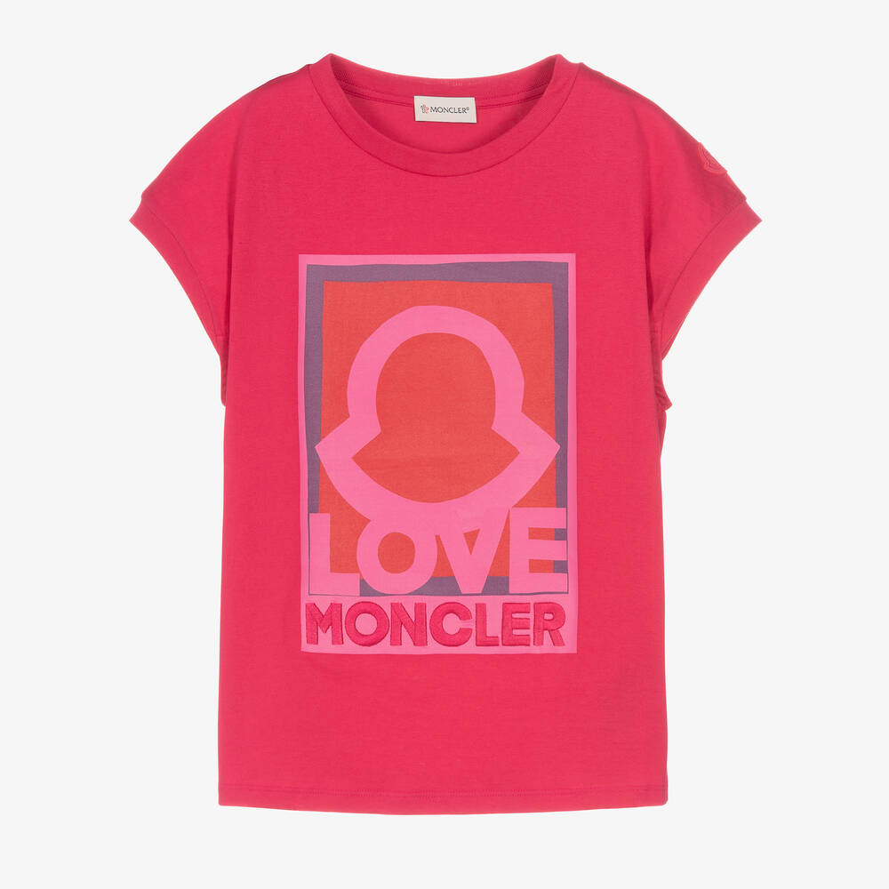 Moncler Enfant - T-shirt rose en coton Love ado | Childrensalon