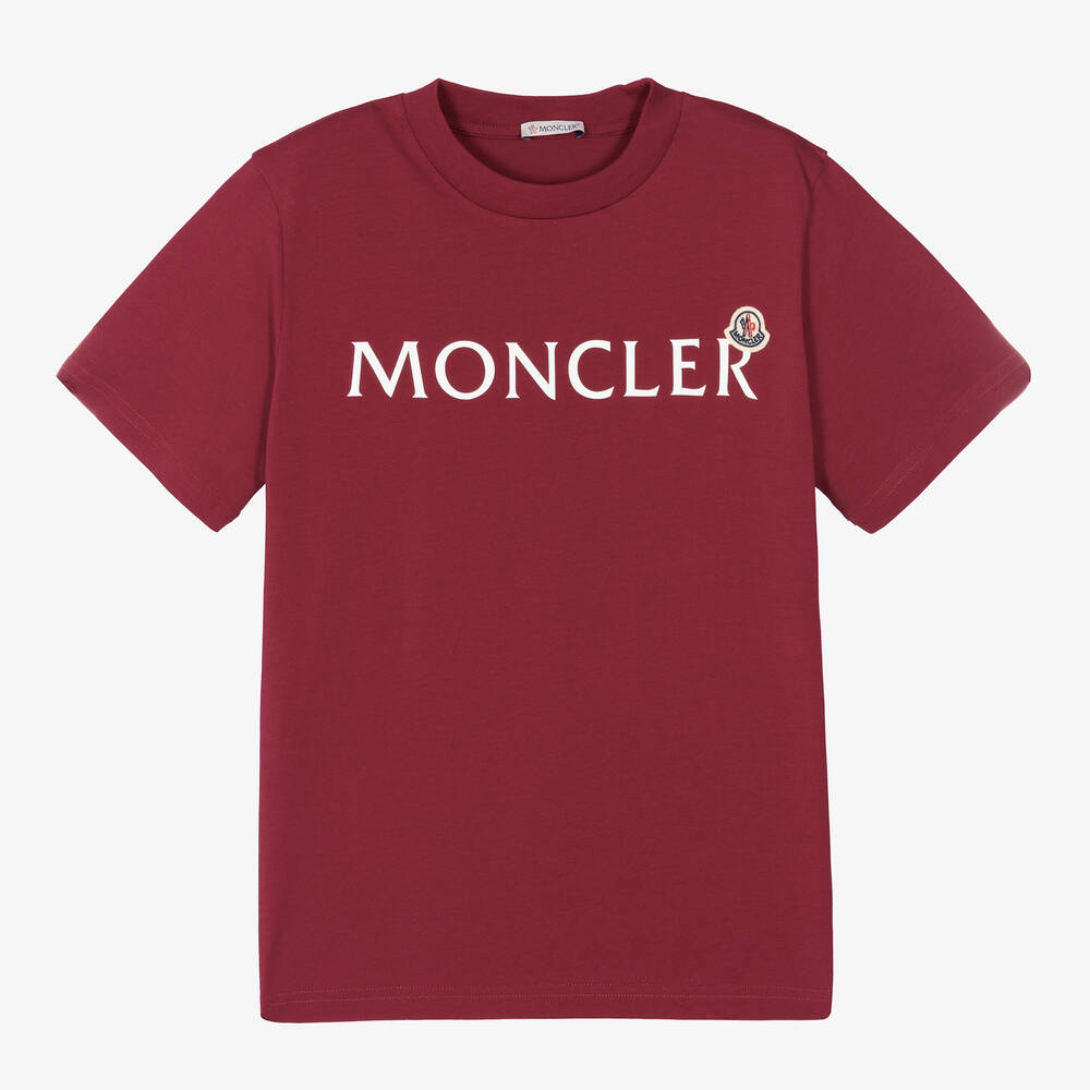 Moncler Enfant - تيشيرت تينز قطن لون أحمر برغندي | Childrensalon