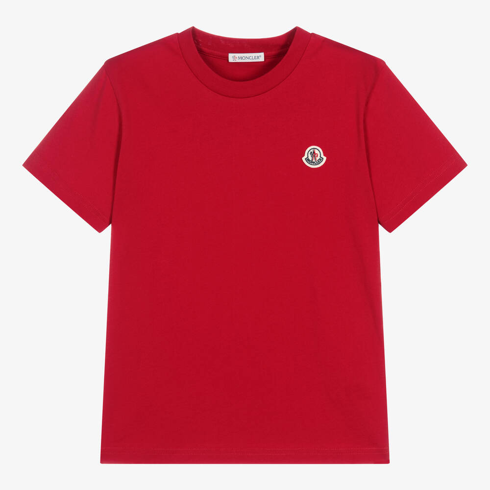Moncler Enfant - Teen Red Cotton Logo T-Shirt | Childrensalon