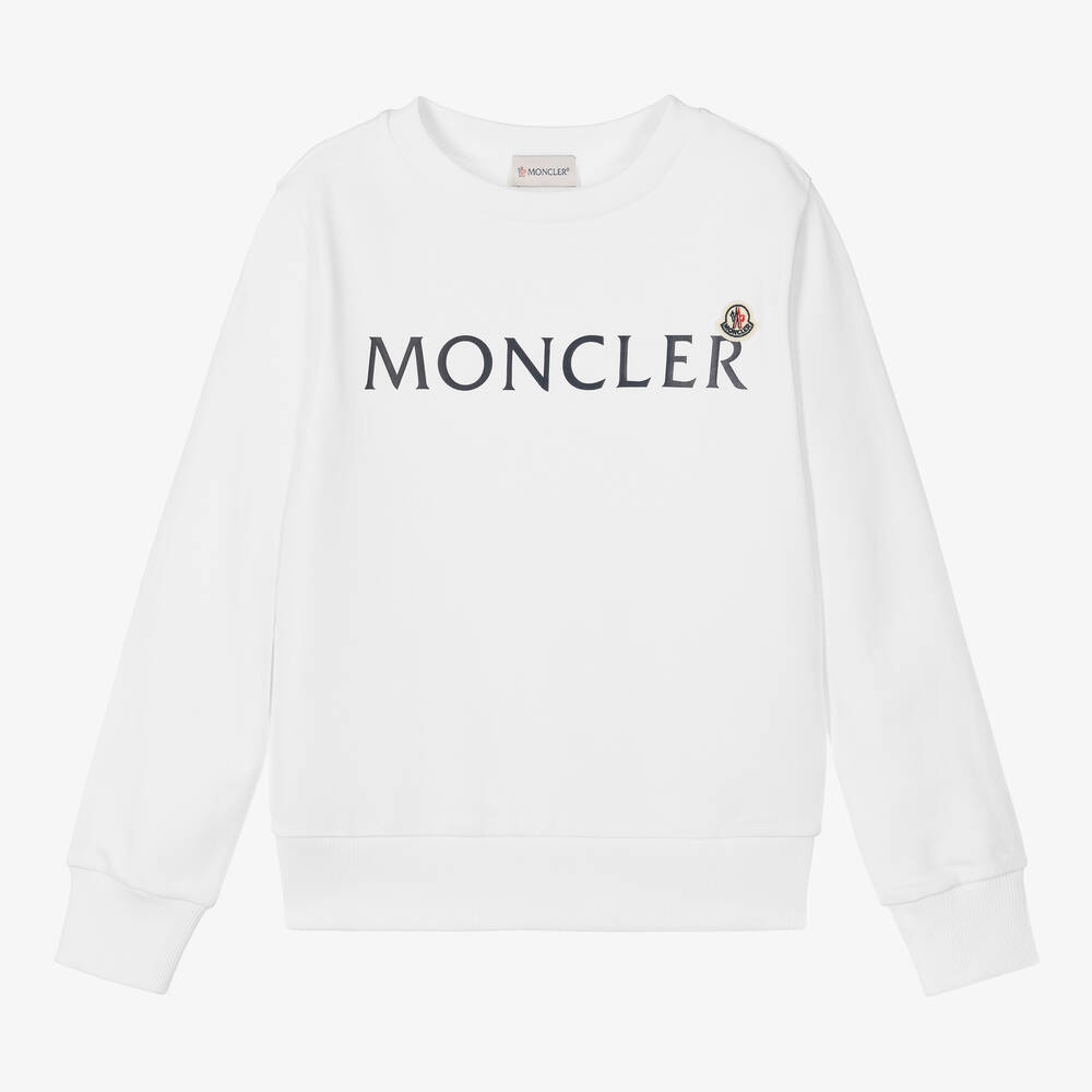 Moncler Enfant - Teen White Logo Sweatshirt | Childrensalon
