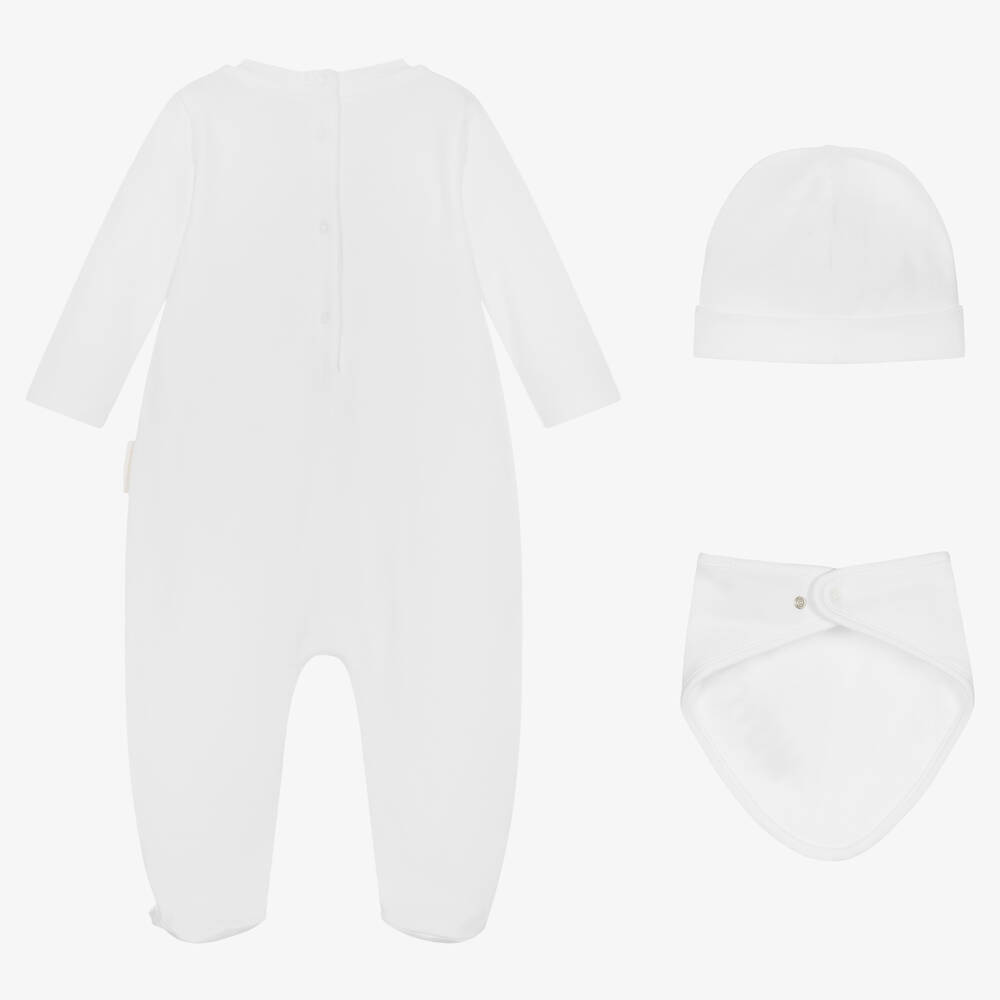 Moncler Enfant White Cotton Babygrow Set
