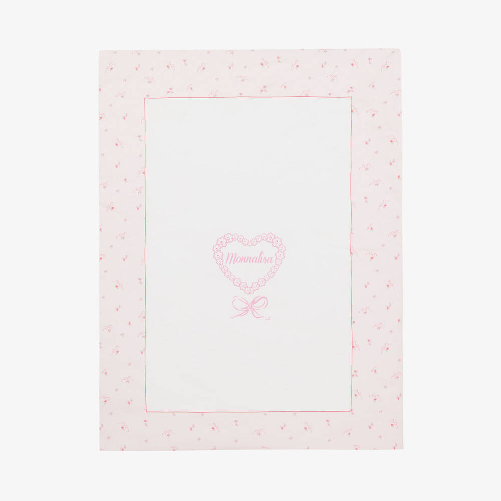 Monnalisa - Baby Girls White & Pink Cotton Blanket (87m) | Childrensalon