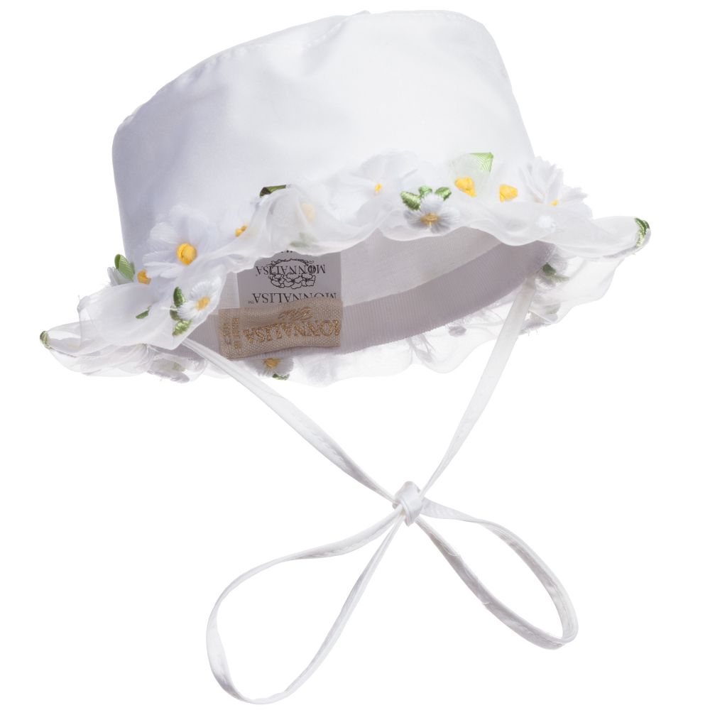 Monnalisa Chic - Baby Girls White Sun Hat | Childrensalon