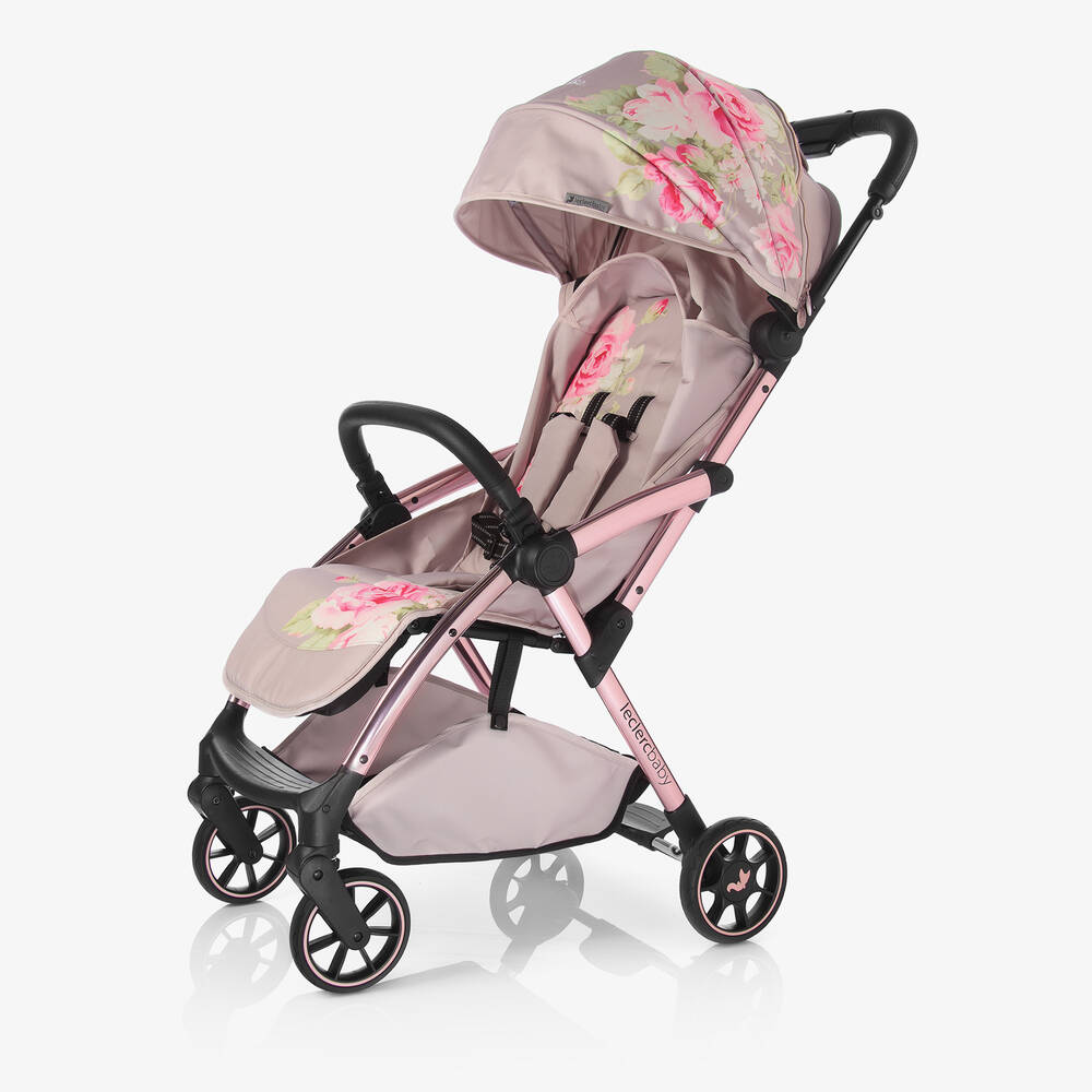 Monnalisa - Beige Floral Baby Stroller | Childrensalon