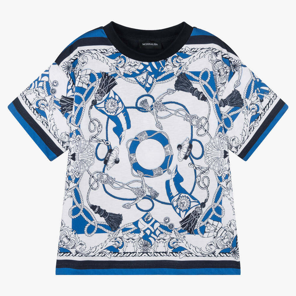 Monnalisa - Boys Blue Cotton T-Shirt | Childrensalon