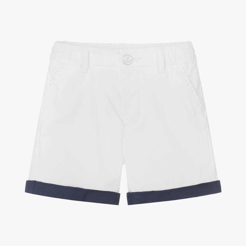 Monnalisa - Boys White Cotton Twill Shorts | Childrensalon