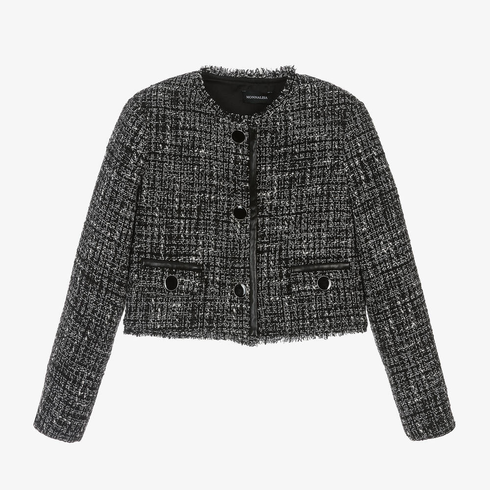 Shop Monnalisa Girls Black Bouclé Tweed Jacket