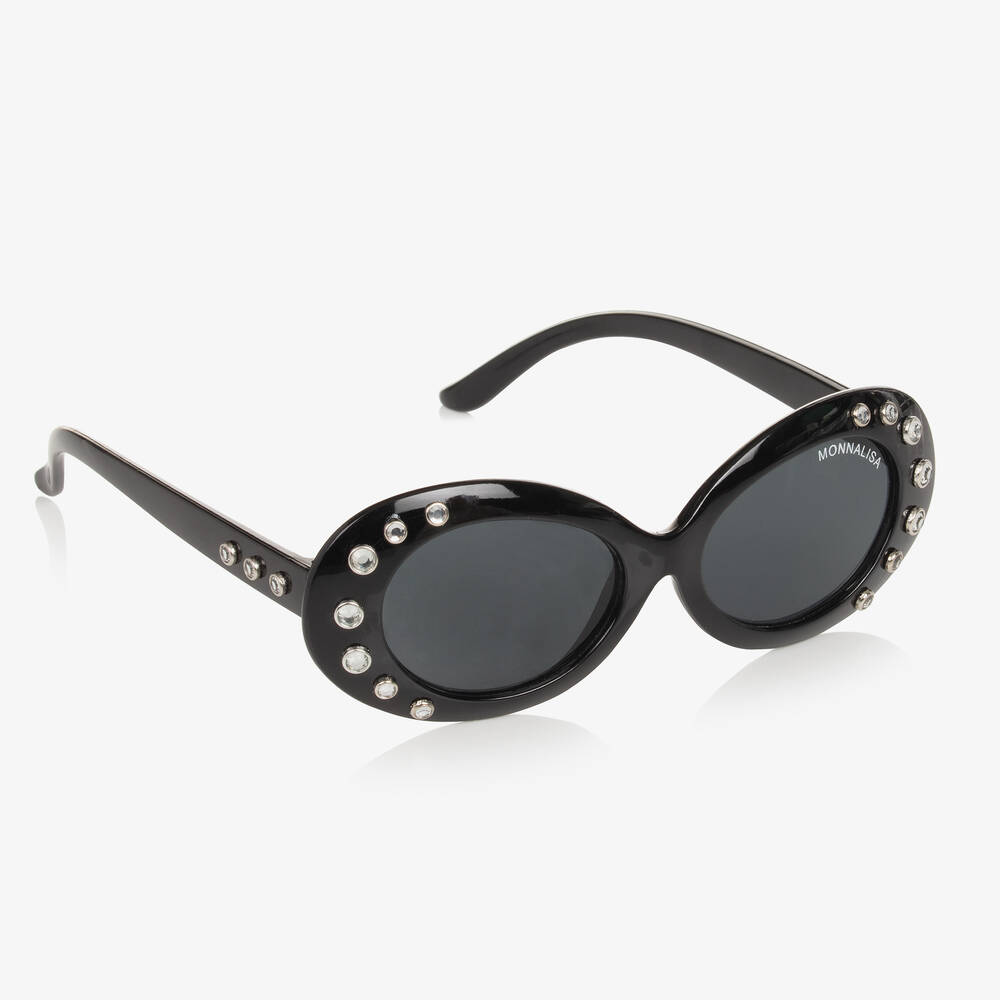Monnalisa - نظارات شمسية لون أسود مزينة بديامنتي للبنات | Childrensalon